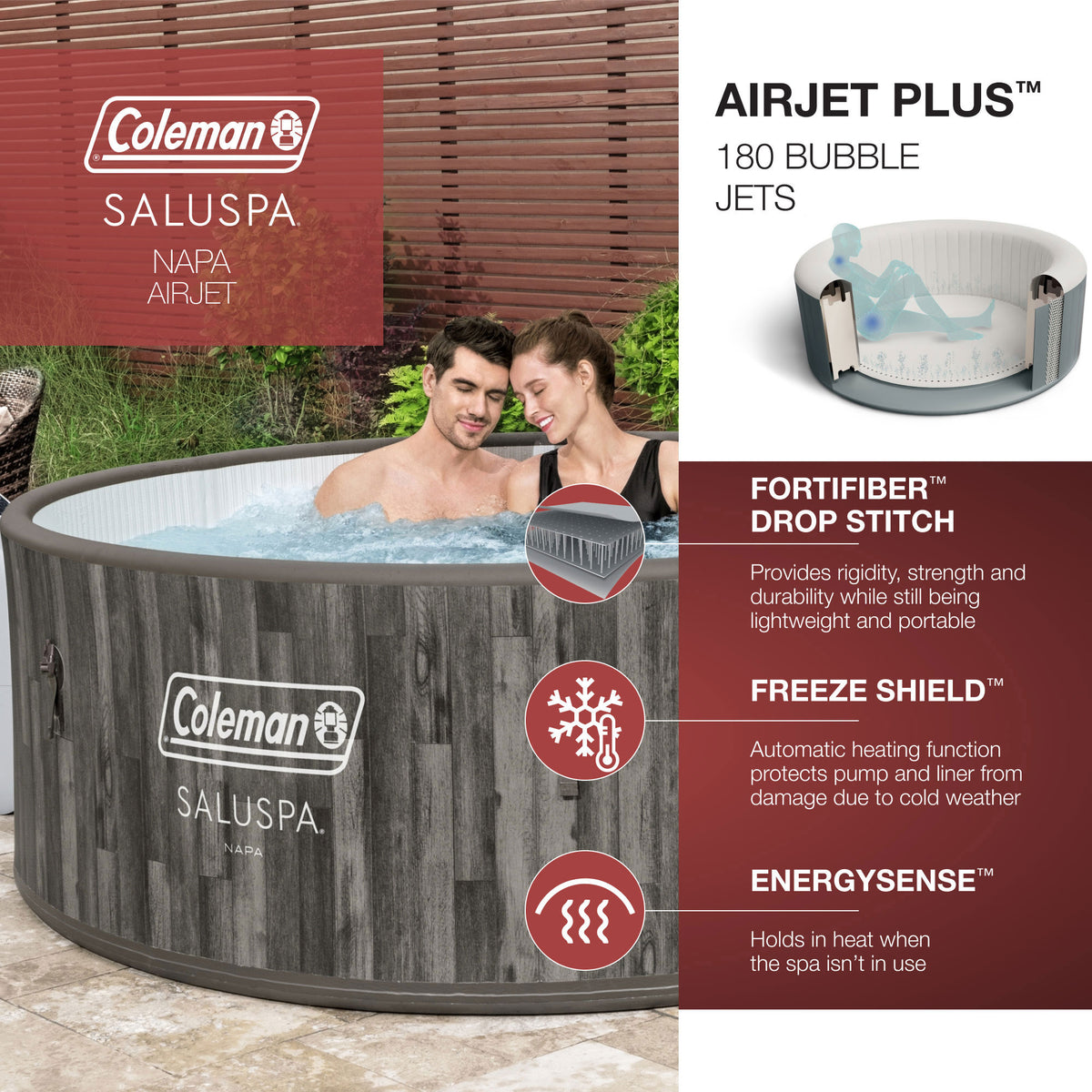 Bestway Coleman Napa AirJet Inflatable Hot Tub with 2 Pack of SaluSpa Spa Seat