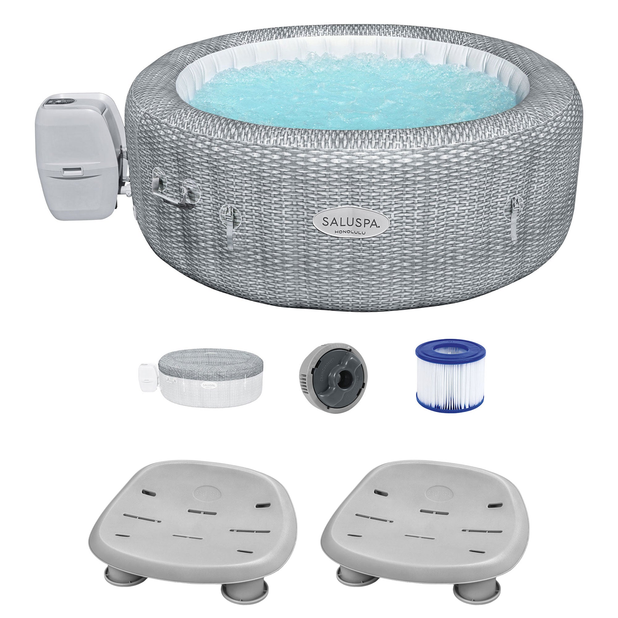 Bestway Coleman Honolulu AirJet Inflatable Hot Tub with 2 SaluSpa Non-Slip Seat - VMInnovations