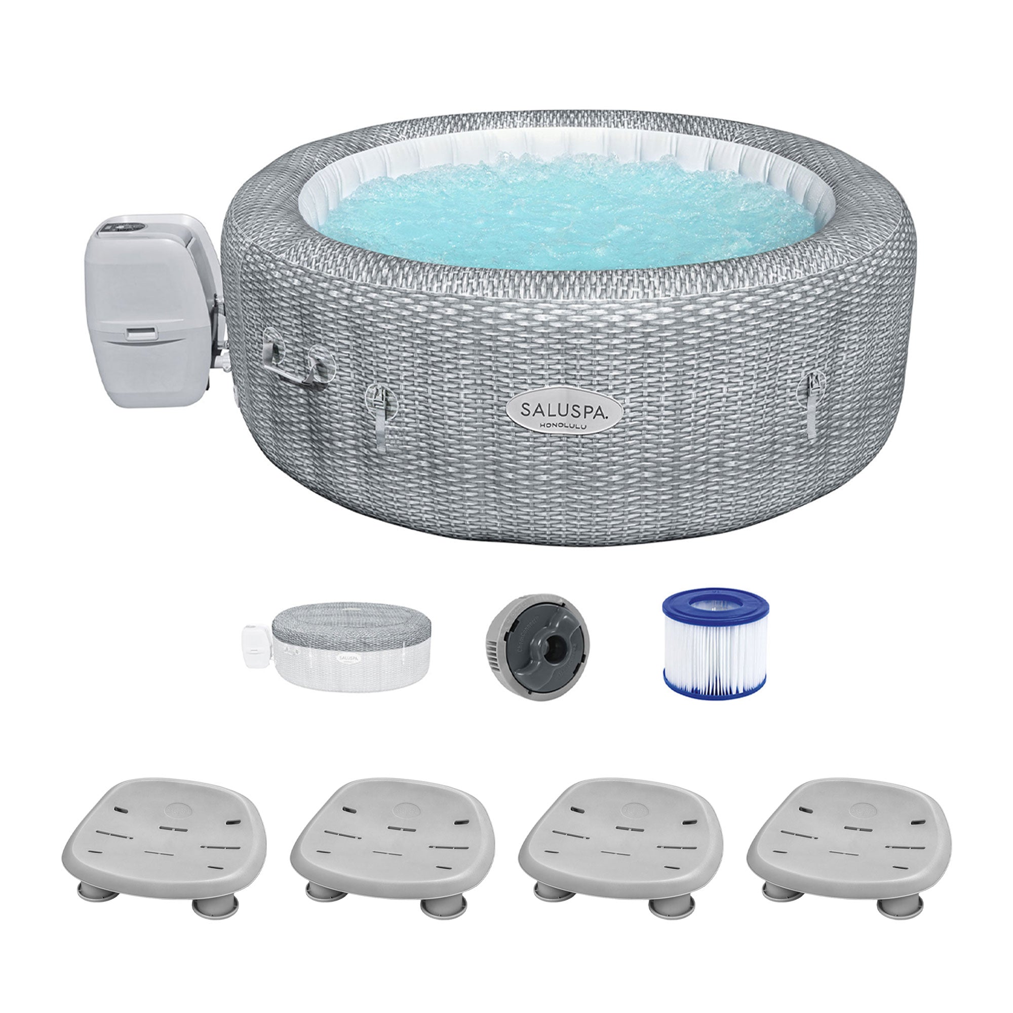 Bestway Coleman Honolulu AirJet Inflatable Hot Tub with 4 SaluSpa Non-Slip Seat - VMInnovations