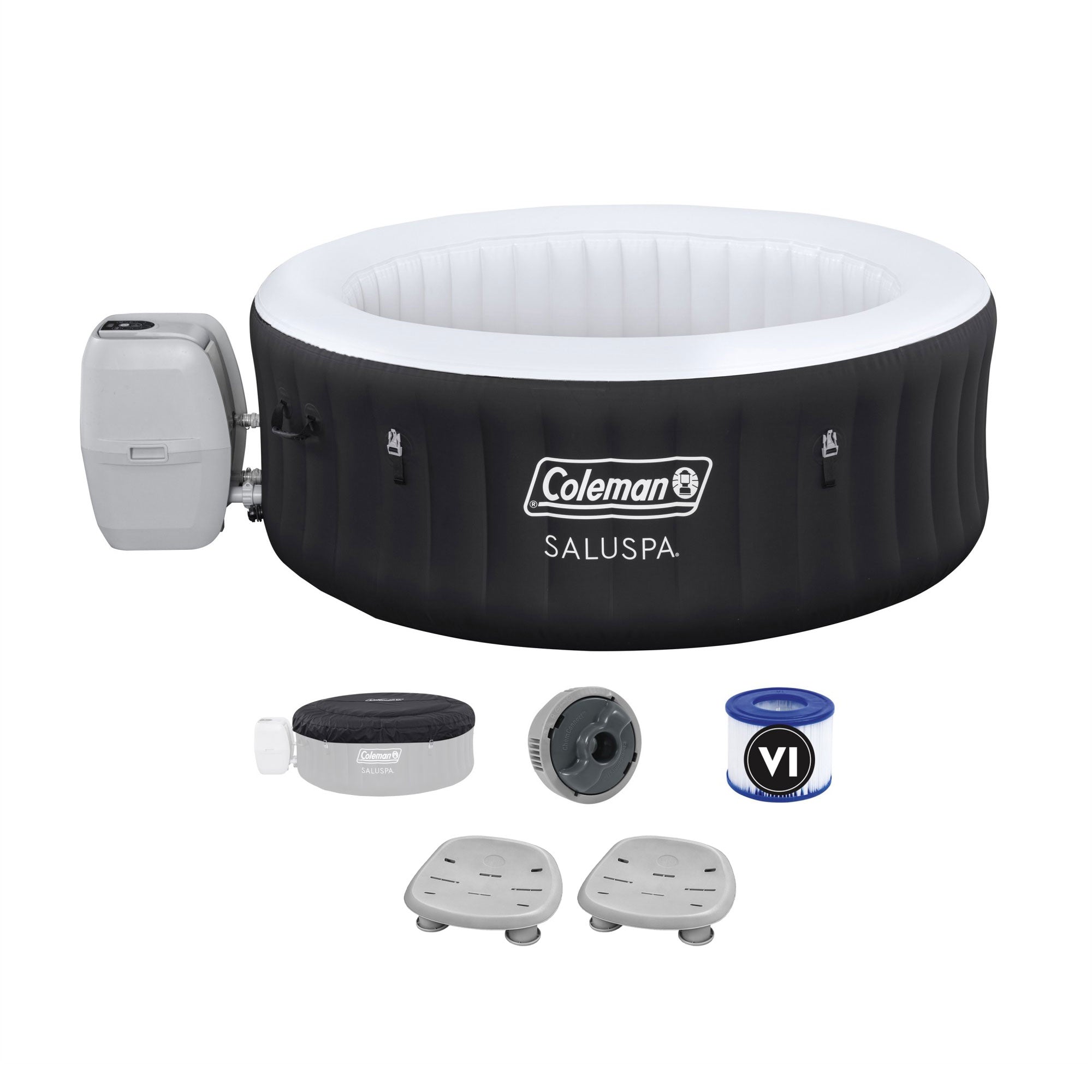 Bestway Coleman Miami AirJet Inflatable Hot Tub with 2 SaluSpa Non-Slip Spa Seat - VMInnovations