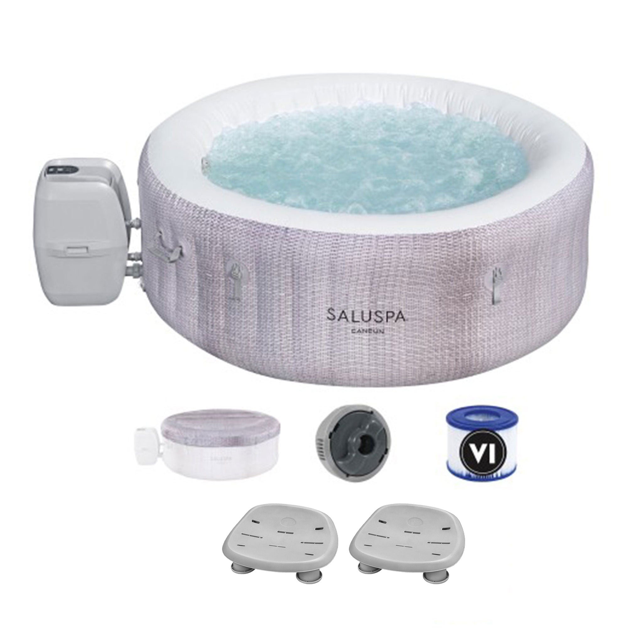 Bestway SaluSpa AirJet Cancun Inflatable Hot Tub with SaluSpa Non Slip Spa Seat - VMInnovations