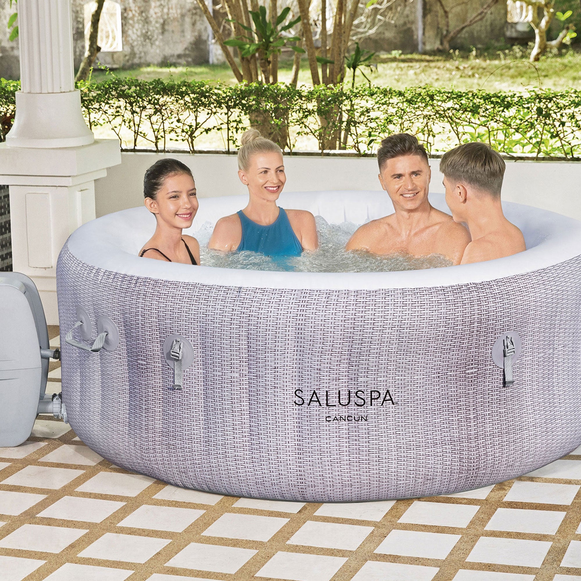 Bestway SaluSpa AirJet Cancun Inflatable Hot Tub with SaluSpa Non Slip Spa Seat - VMInnovations