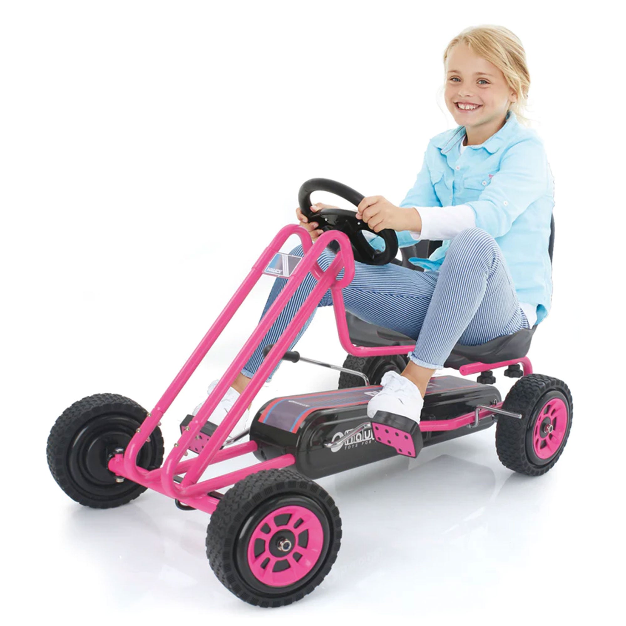 hauck Lightning Ergonomic Pedal Ride On Go Kart Toys for Boys and Girls, Pink (For Parts) - VMInnovations
