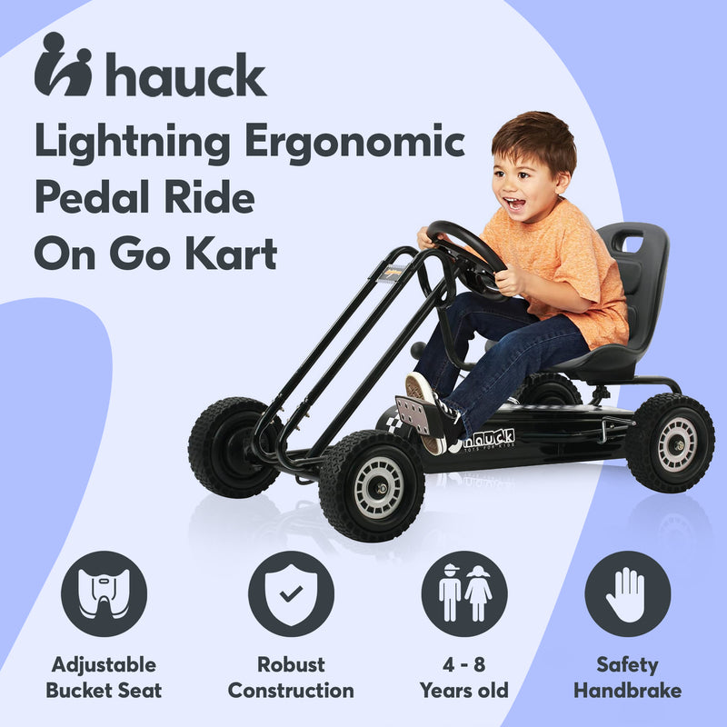hauck Lightning Ergonomic Pedal Ride On Go Kart Toy for Boys and Girls, Black