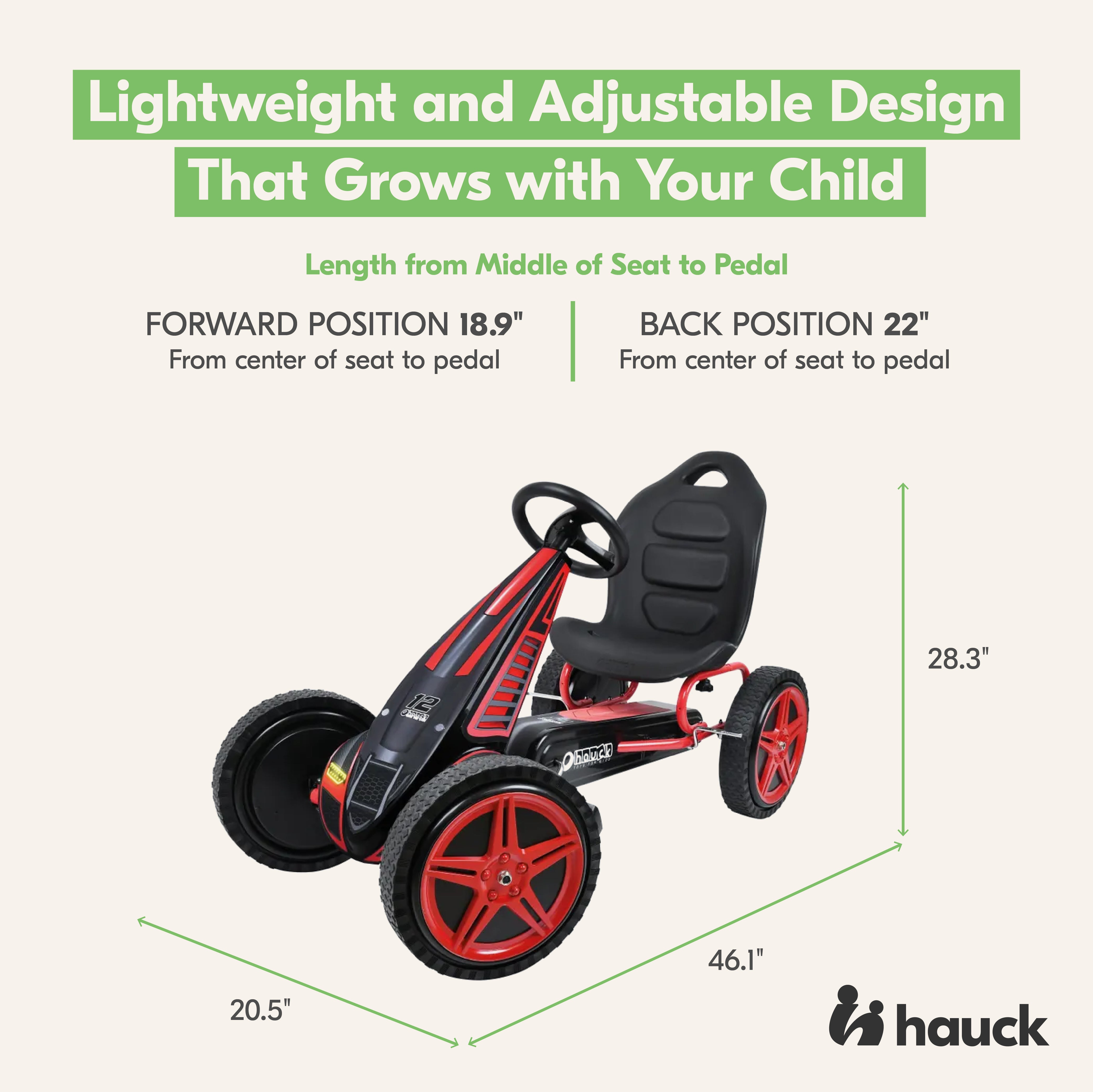 hauck Cyclone Pedal Go Kart with Adjustable Bucket Seat for Kids Ages 4 to 8 - VMInnovations