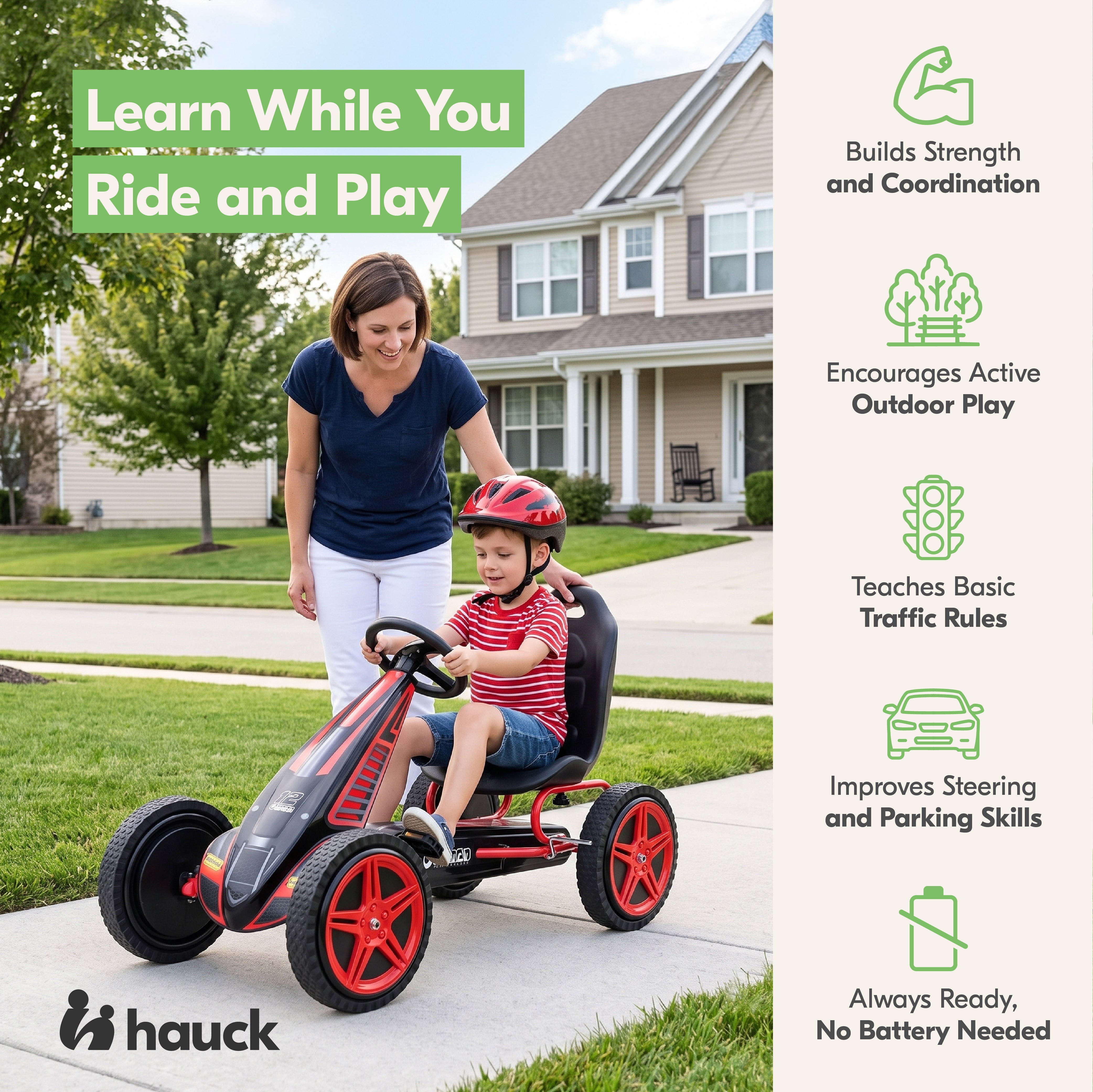 hauck Cyclone Pedal Go Kart with Adjustable Bucket Seat for Kids Ages 4 to 8 - VMInnovations