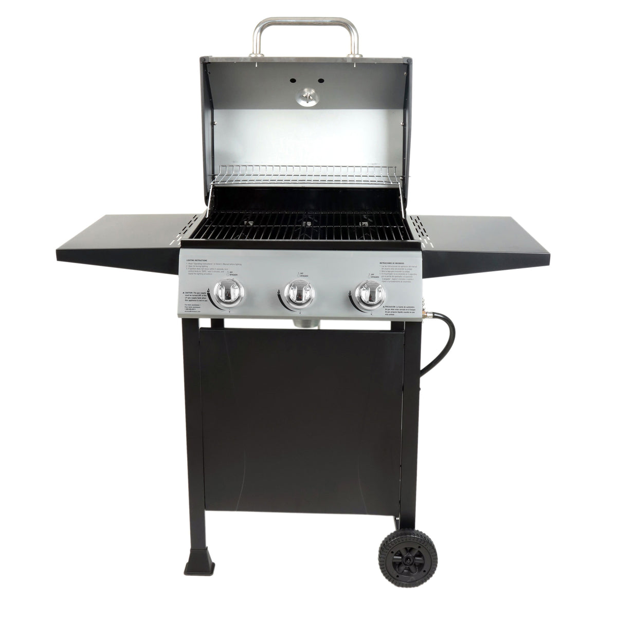27,000 BTU 3 Burner Gas Grill with Wheels, Cover, & Side Shelves (Open Box) - VMInnovations
