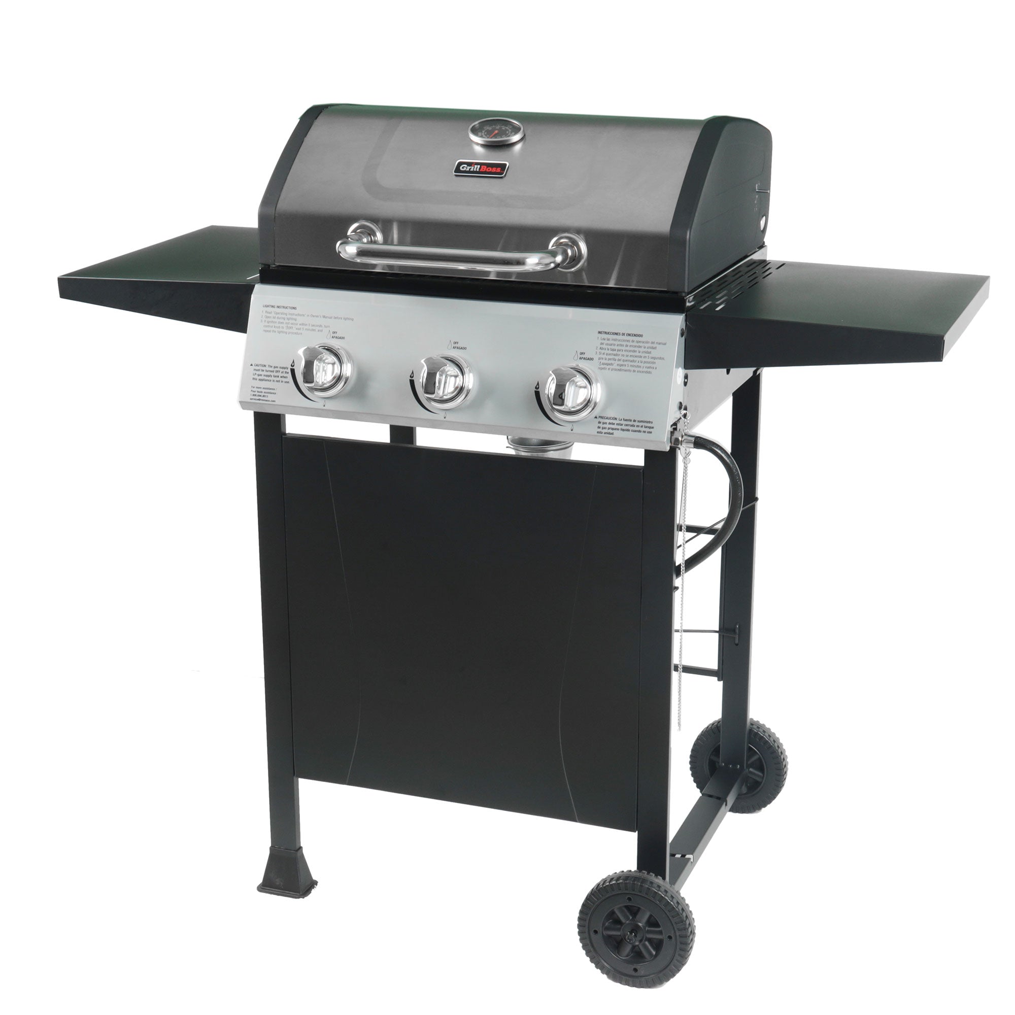 Grill Boss 27,000 BTU 3 Burner Grill w/Wheels, Cover, & Side Shelves (Damaged) - VMInnovations