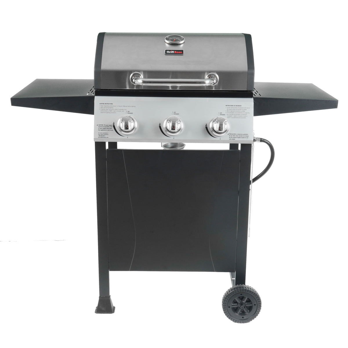 Grill Boss 27,000 BTU 3 Burner Gas Grill with Wheels, Cover, and Shelves (Used) - VMInnovations