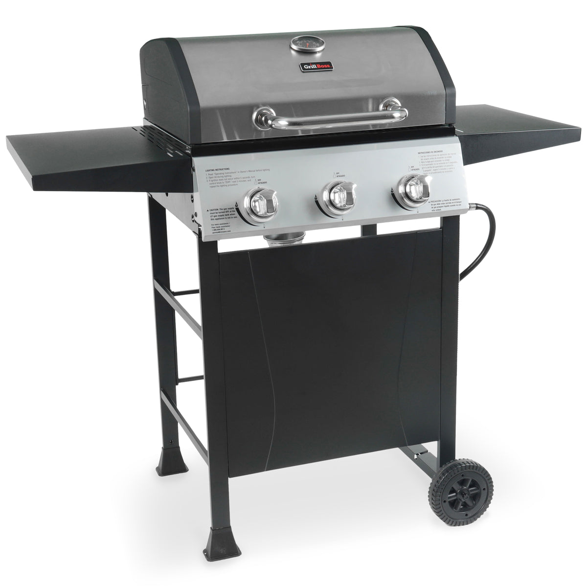 Grill Boss 27,000 BTU 3 Burner Grill w/Wheels, Cover, & Side Shelves (Damaged)