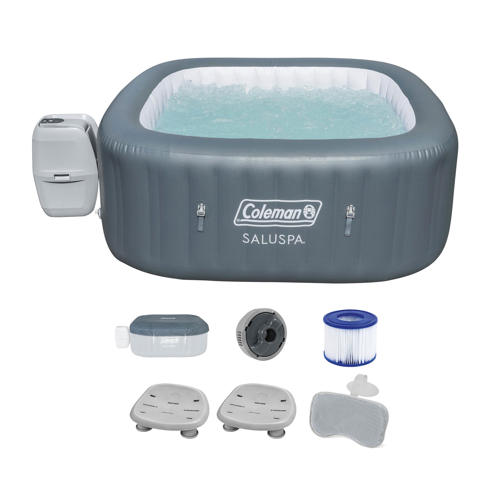 Bestway Hawaii Inflatable Hot Tub with 2 SaluSpa Spa Seats and 2 Headrest Pillow - VMInnovations