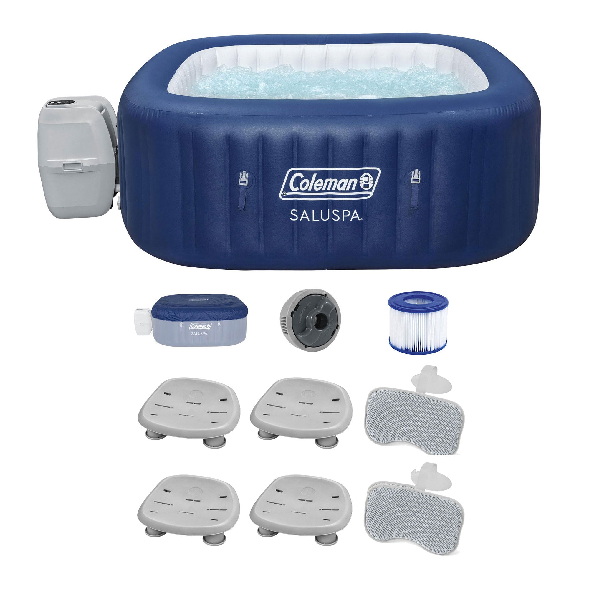 Bestway Coleman Hot Tub + 4 Bestway SaluSpa Seats + 2 Bestway SaluSpa Pillows - VMInnovations