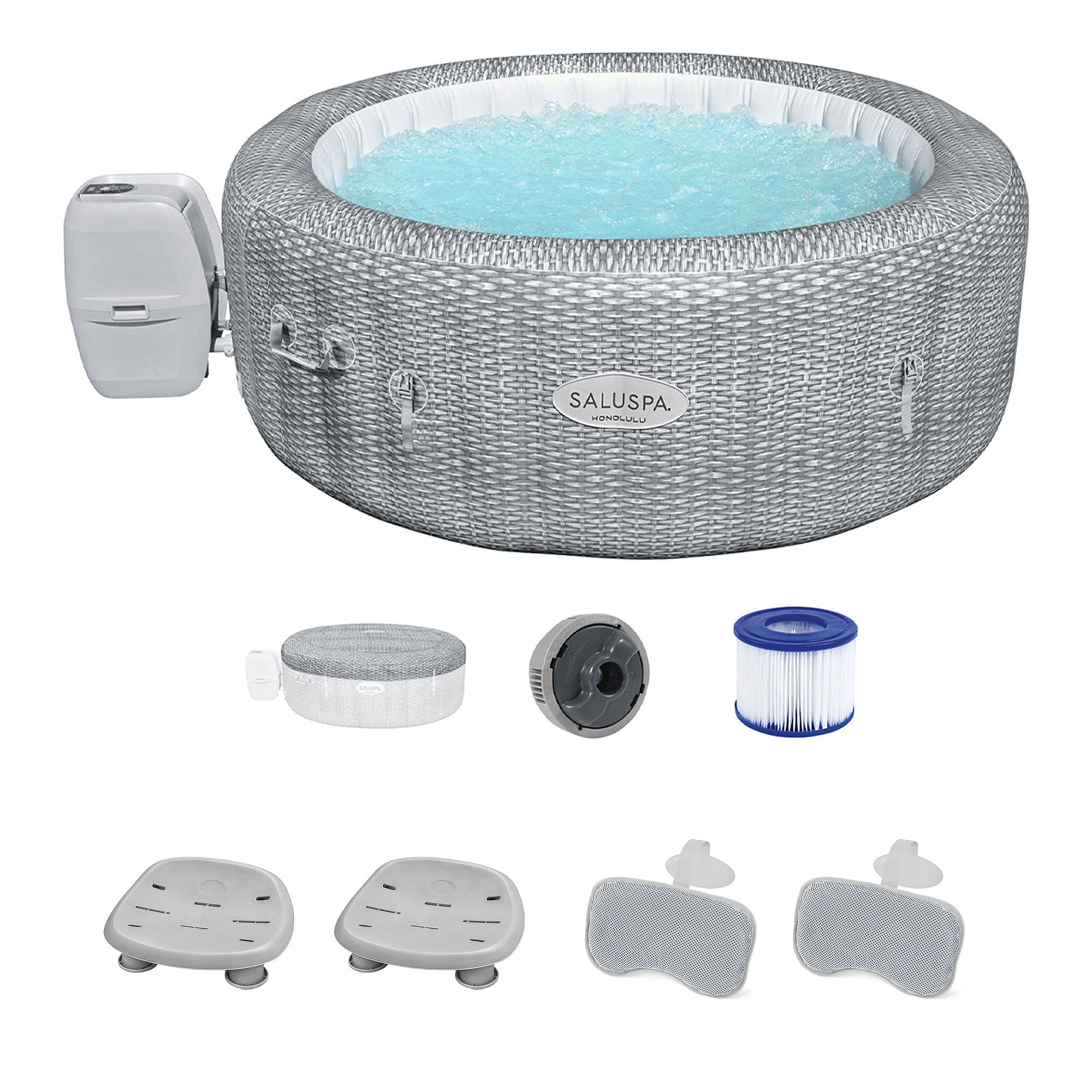 Bestway Coleman Honolulu AirJet Hot Tub with 2 SaluSpa Seat & 2 Headrest Pillows - VMInnovations