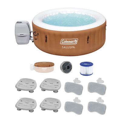 Bestway Coleman Miami AirJet Hot Tub with 4 SaluSpa Seat & 4 Headrest Pillows
