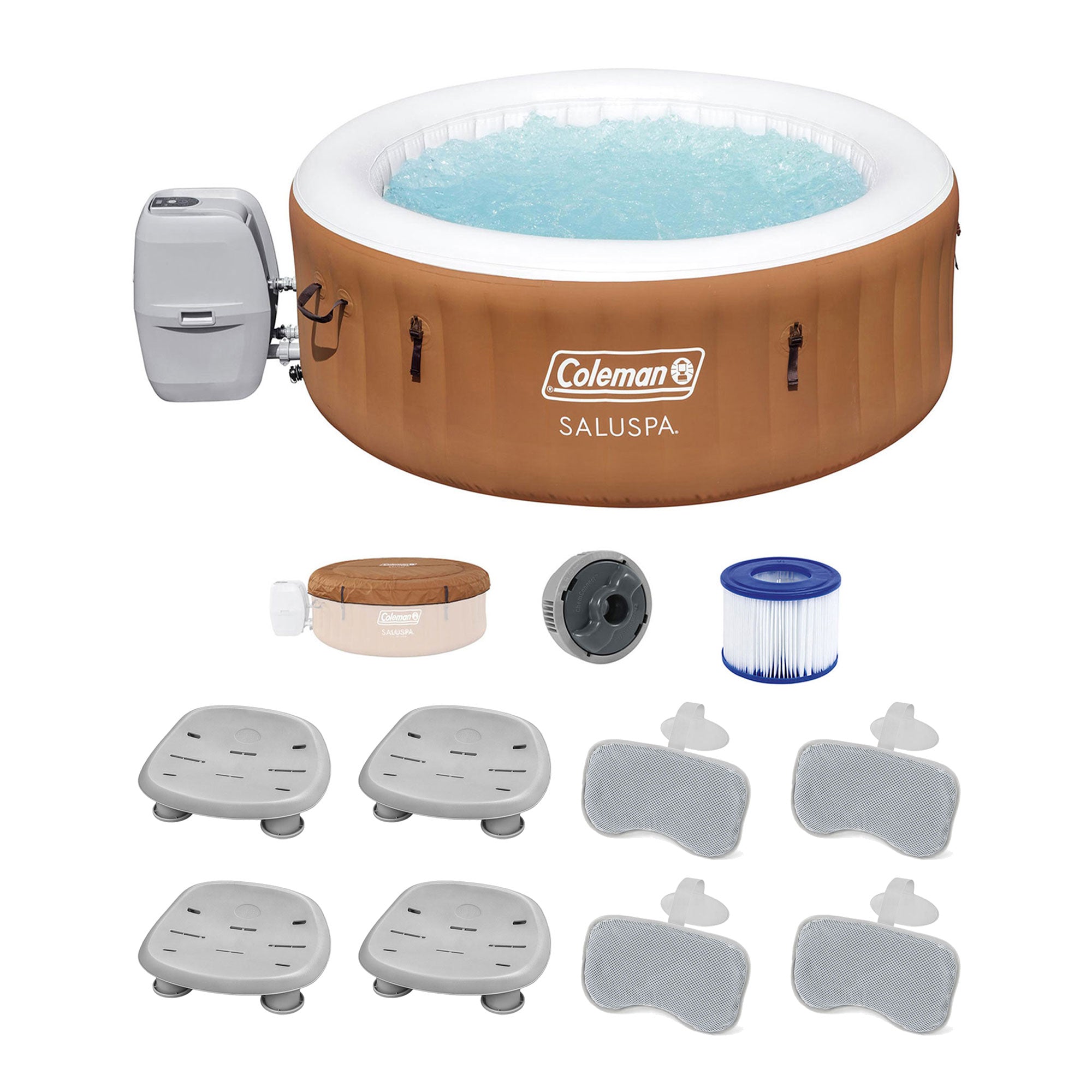 Bestway Miami AirJet Inflatable Hot Tub with 4 SaluSpa Seat & 4 Headrest Pillows