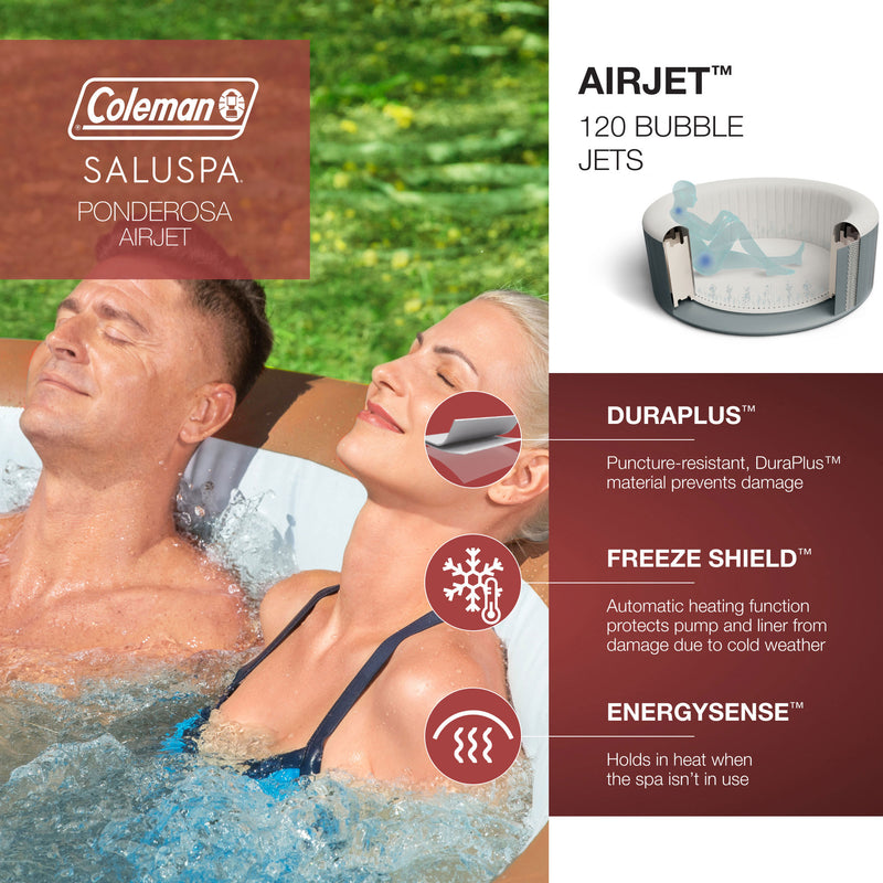 Bestway Coleman Miami AirJet Hot Tub with 4 SaluSpa Seat & 4 Headrest Pillows