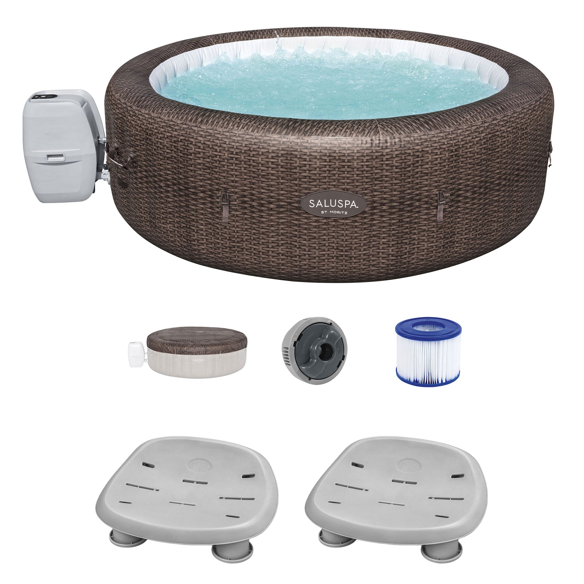 Bestway Coleman St Moritz AirJet Inflatable Hot Tub with 2 SaluSpa Non Slip Seat - VMInnovations