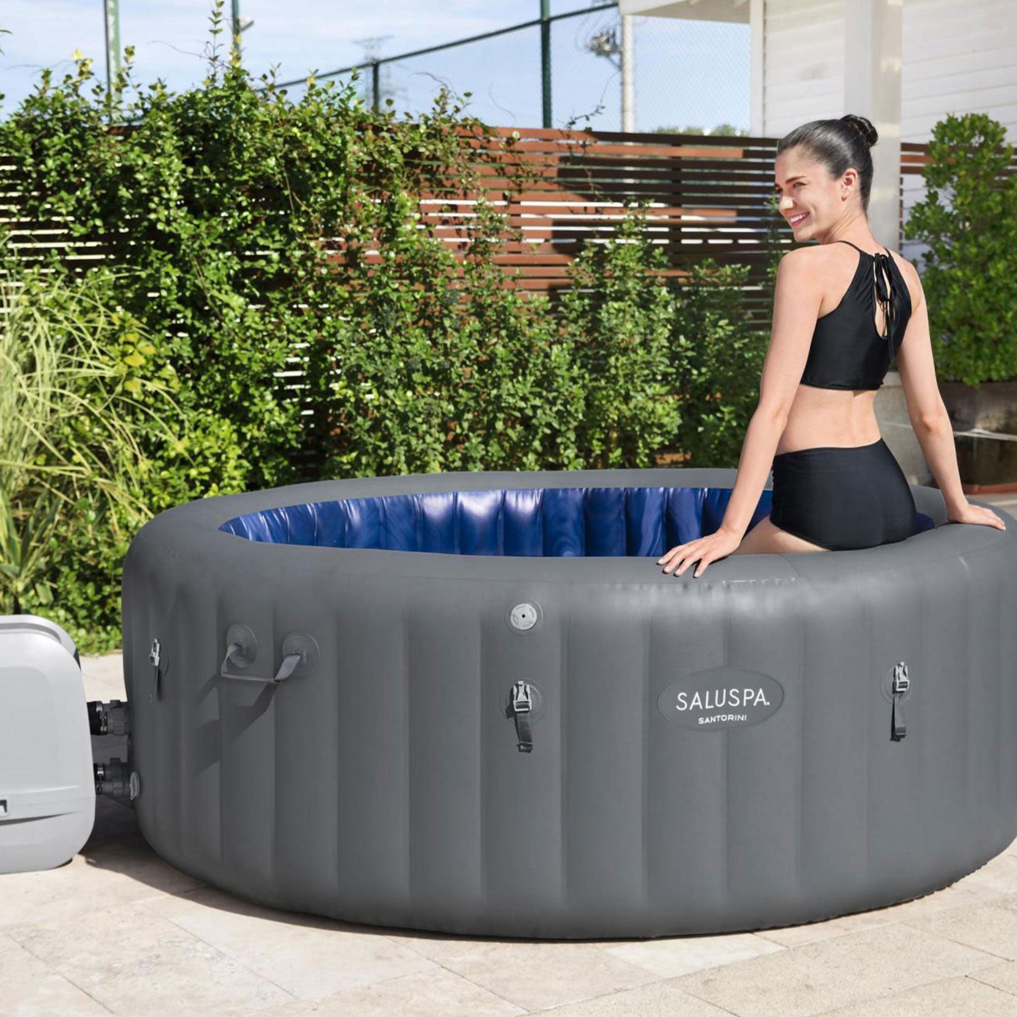 Bestway SaluSpa Santorini HydroJet Hot Tub w/Set of 4 SaluSpa Pool and Spa Seat