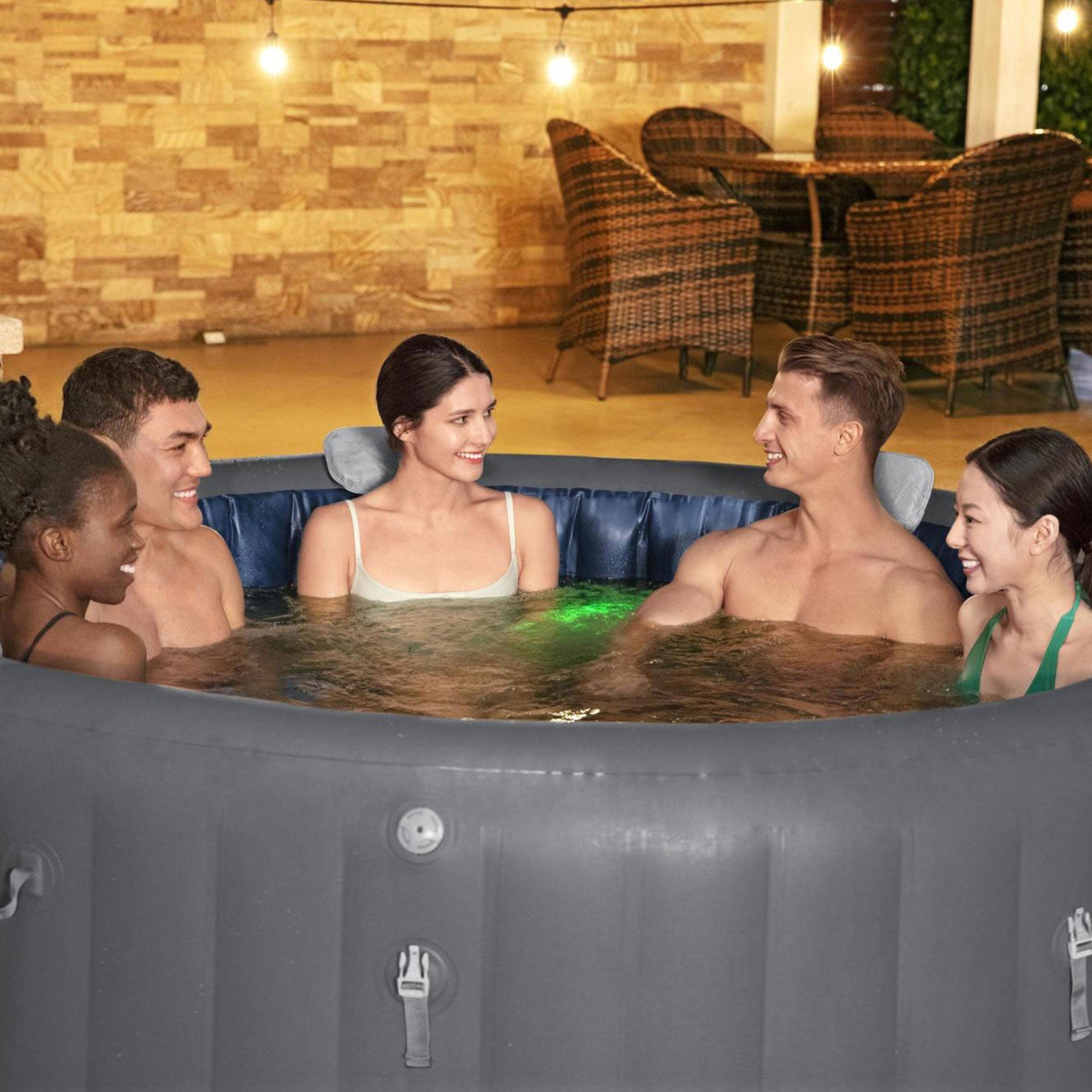 Bestway SaluSpa Santorini HydroJet Hot Tub w/Set of 6 SaluSpa Pool and Spa Seat