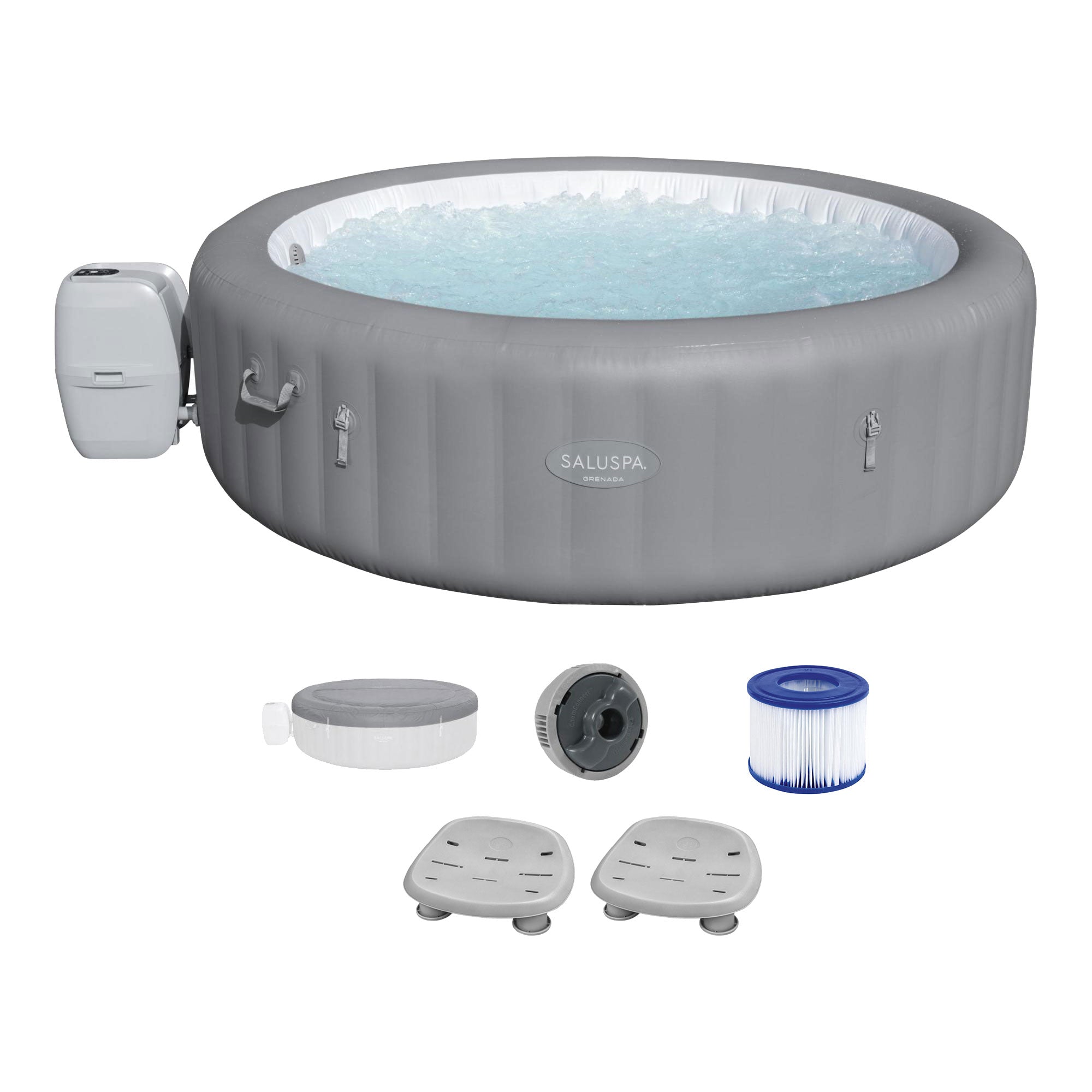 Bestway SaluSpa Grenada AirJet Inflatable Hot Tub w/Pool and Spa Seat (2 Pack) - VMInnovations
