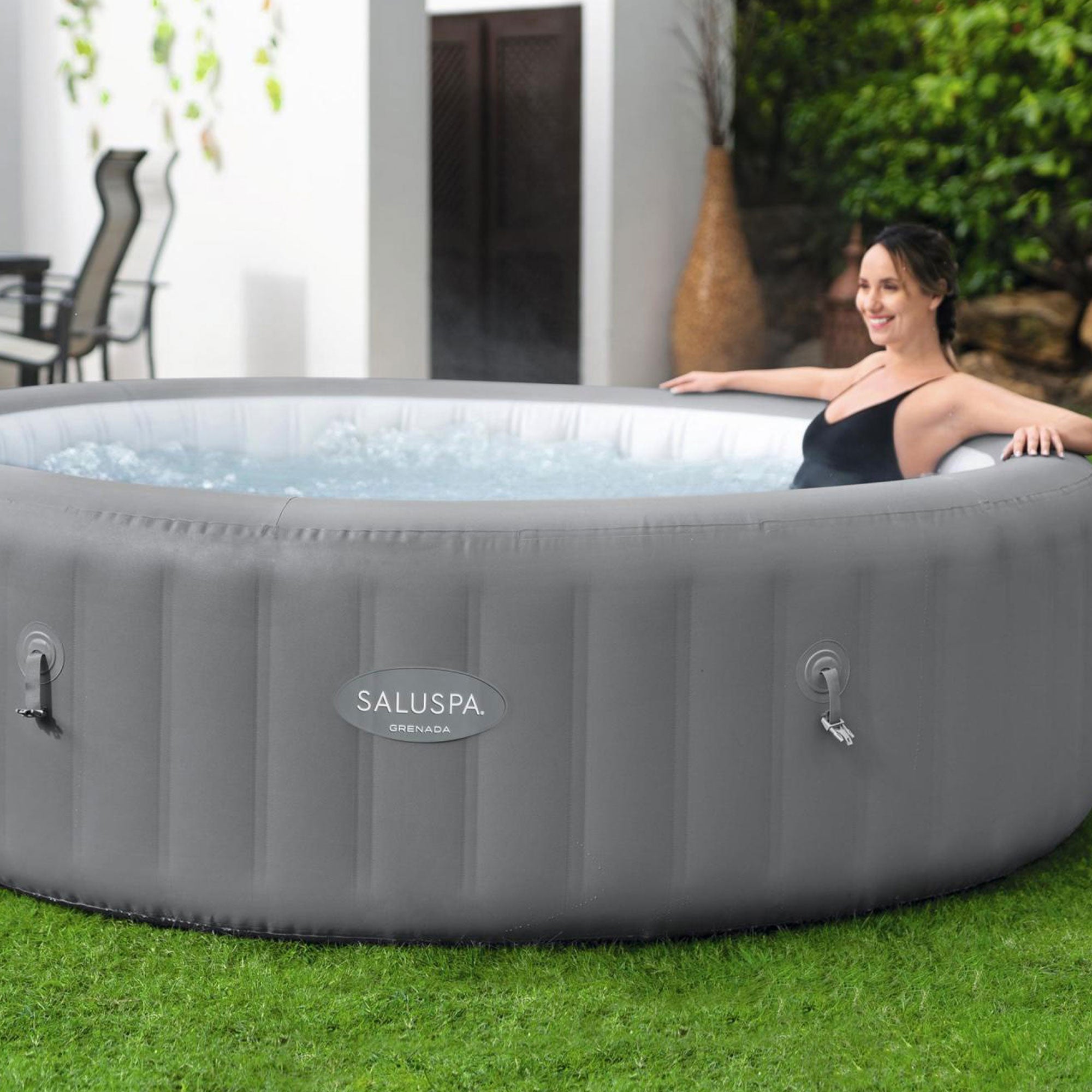 Bestway SaluSpa Grenada AirJet Hot Tub, Spa Seat (4 Pack), & Headrest (4 Pack)