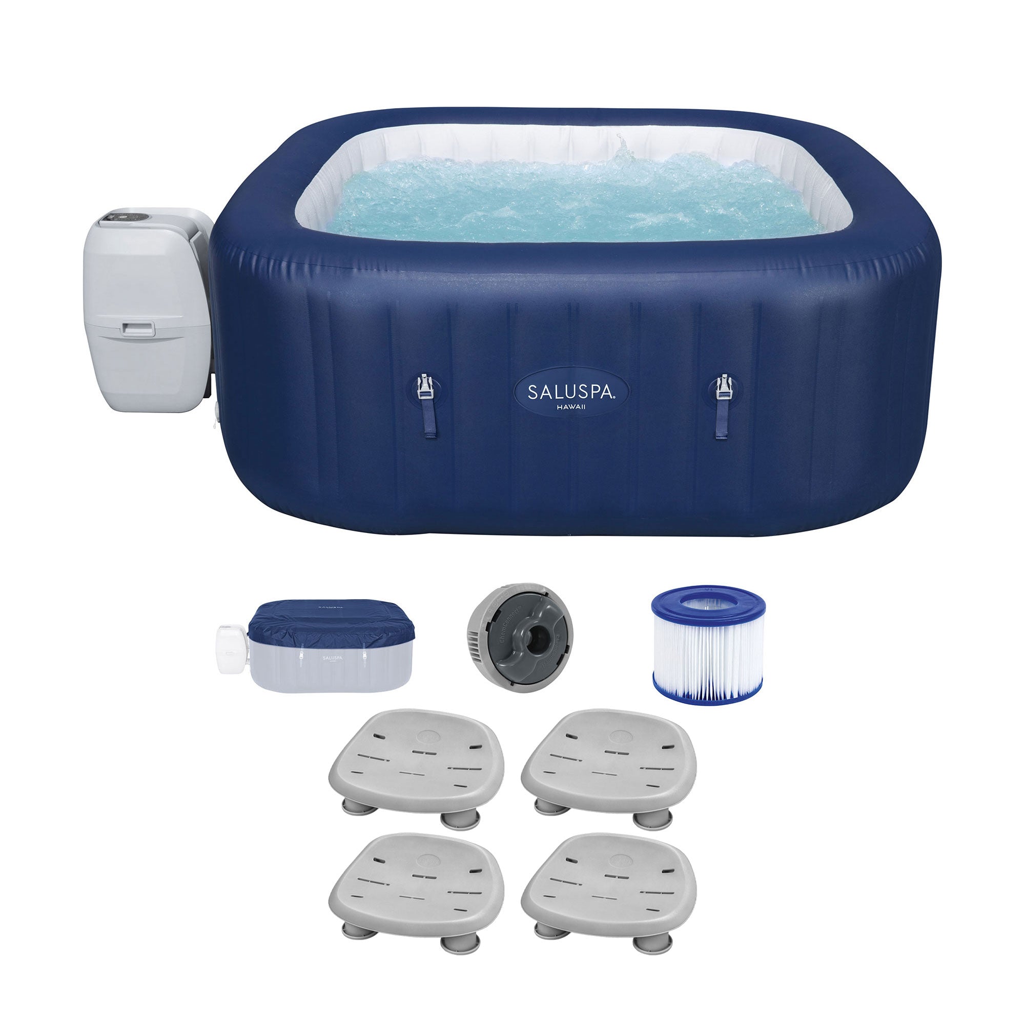 Bestway SaluSpa Hawaii AirJet Inflatable Hot Tub with 4 Pack Pool and Spa Sea