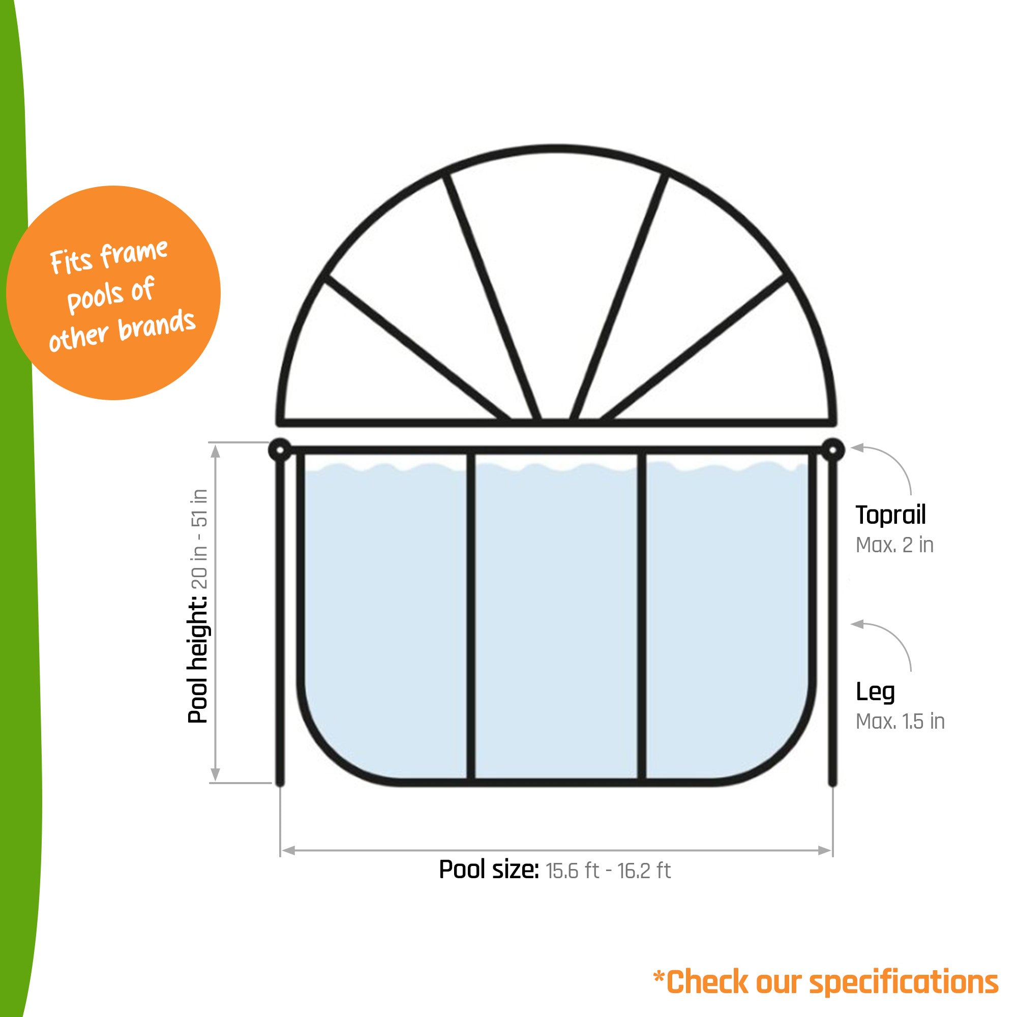 EXIT Toys 192 Inch Multifunctional Cover Dome Enclosure for Pools (Open Box) - VMInnovations