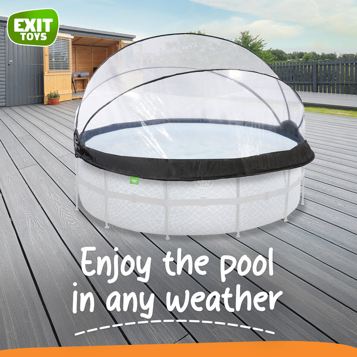 EXIT Toys 14 Foot Round Multifunctional Cover Dome Enclosure for Outdoor Pools - VMInnovations