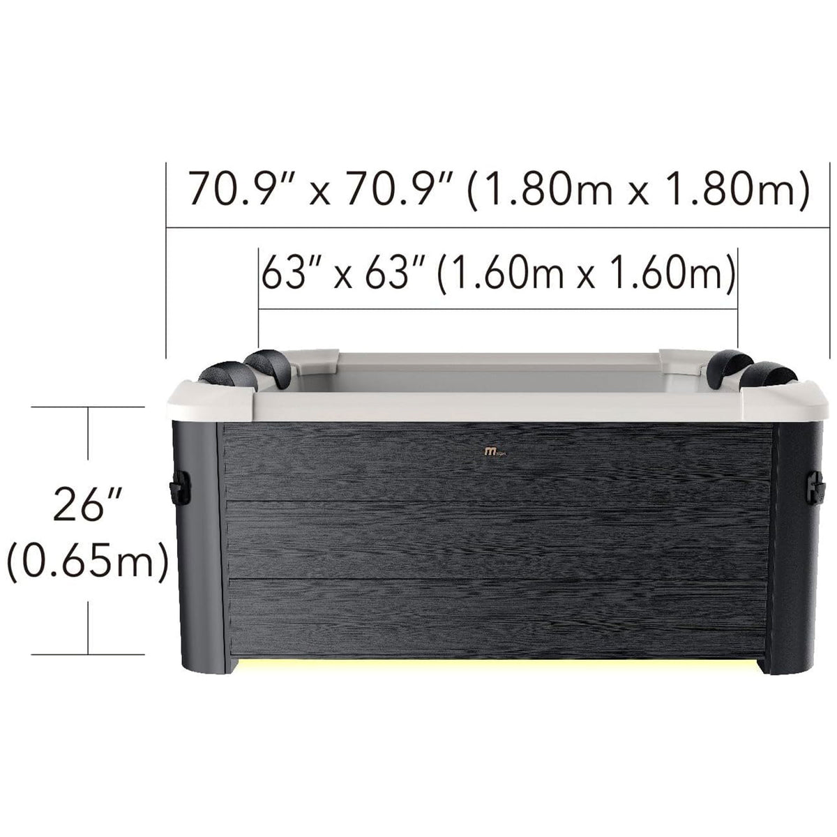 MSpa Oslo 6 Person Squared Hot Tub w/Hydro Massage Jets & LED Strip (Open Box) - VMInnovations