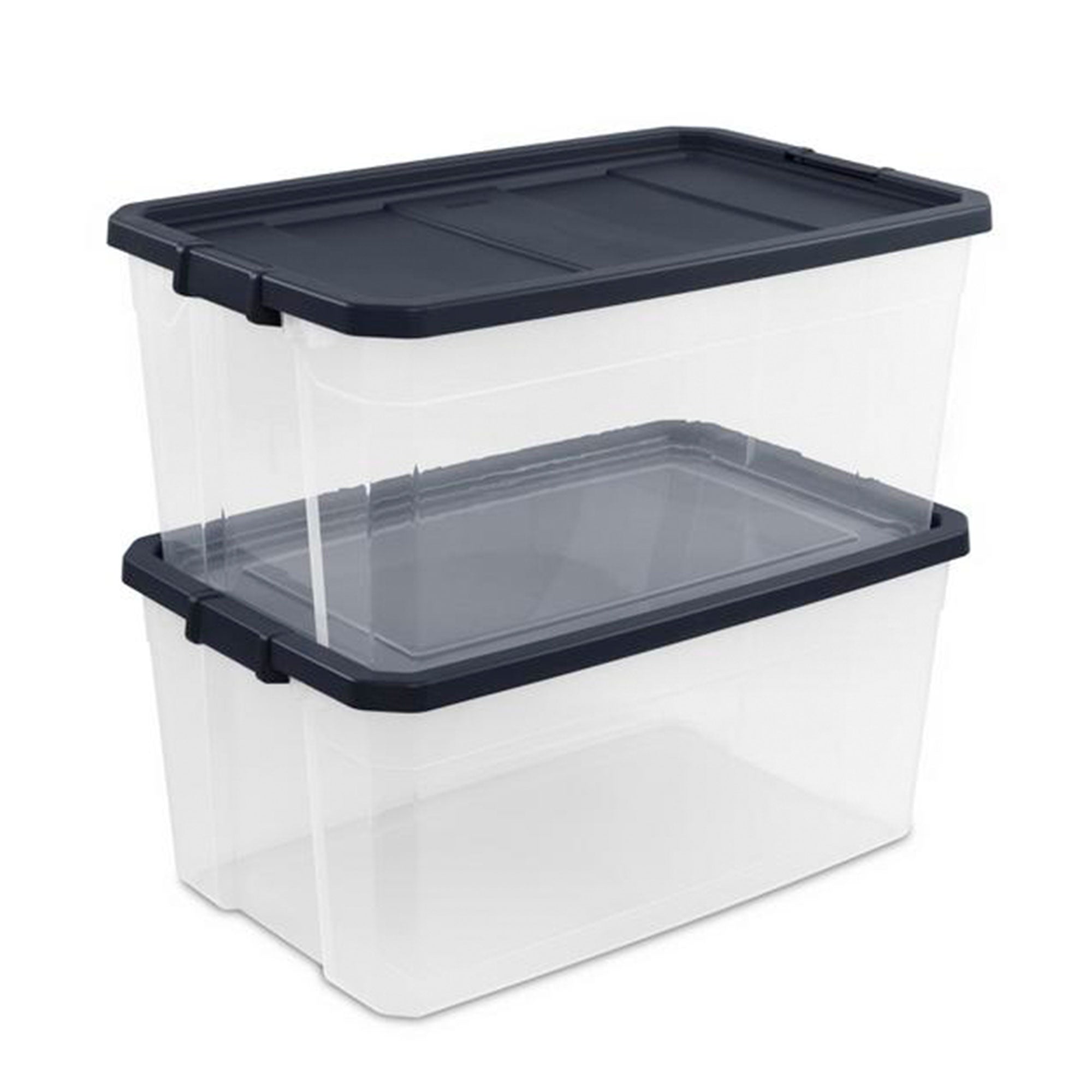 Sterilite 116 Quart Heavy Duty Box Stackable Storage Bin with Latching Lid, Ink - VMInnovations