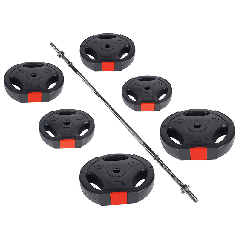 BalanceFrom Standard Coded Olympic Barbell 100 Pound Weight Plate Set, Black
