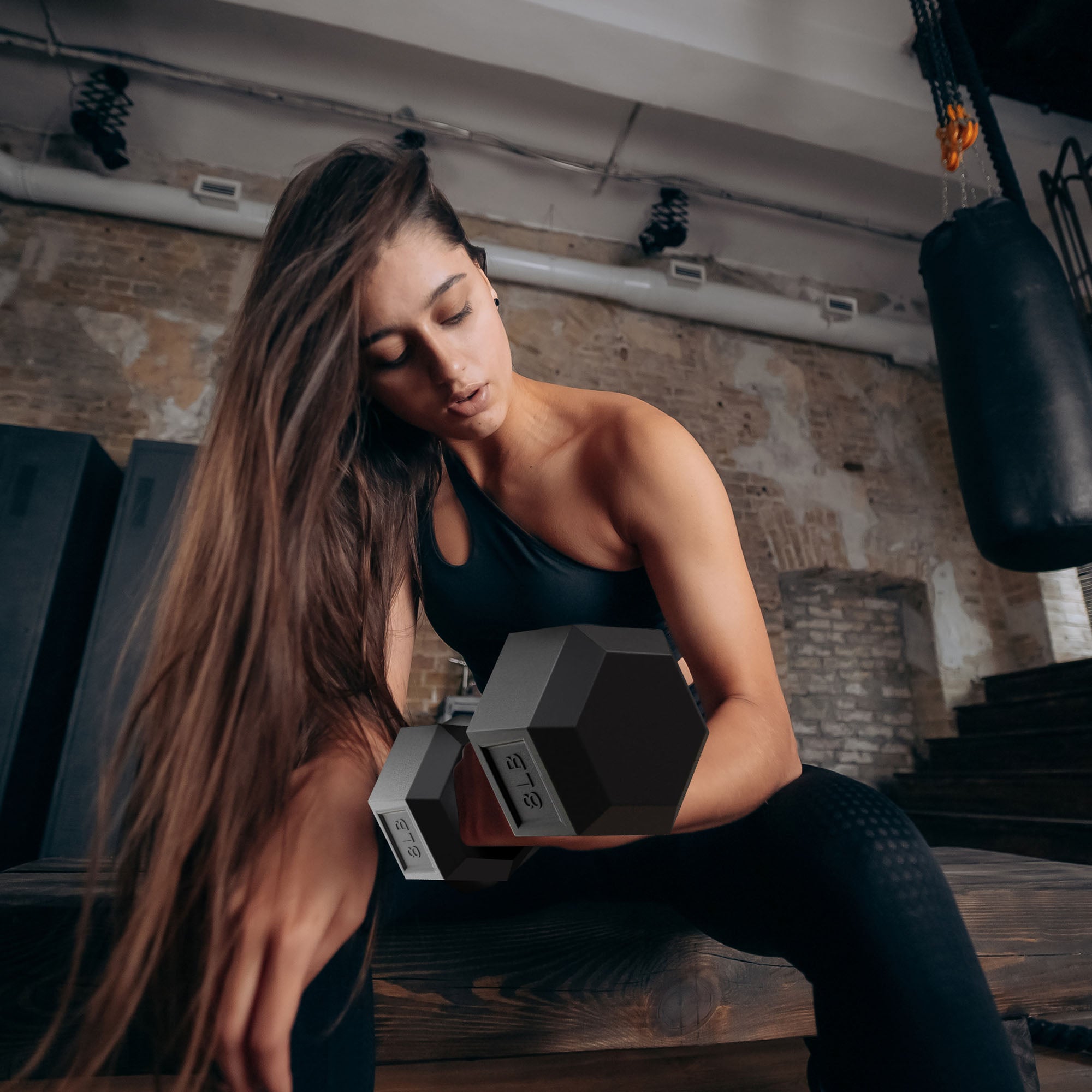 BalanceFrom Rubber Encased Hex 5, 8, & 10lb Dumbbells w/Metal Rack (For Parts) - VMInnovations
