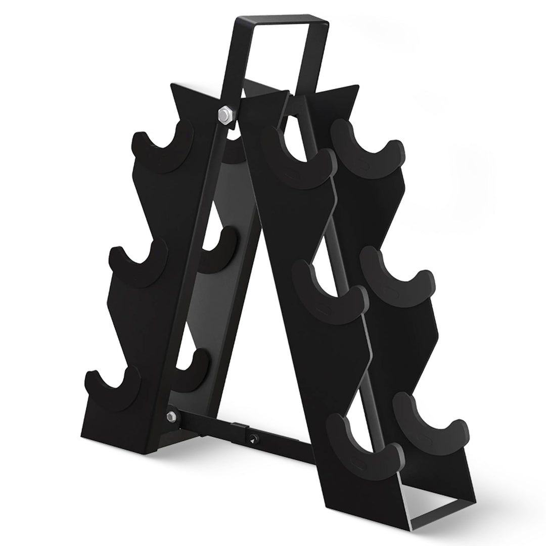 BalanceFrom Rubber Encased Hex Dumbbell Set, 5, 8 & 10 Pound Pairs w/ Metal Rack - VMInnovations