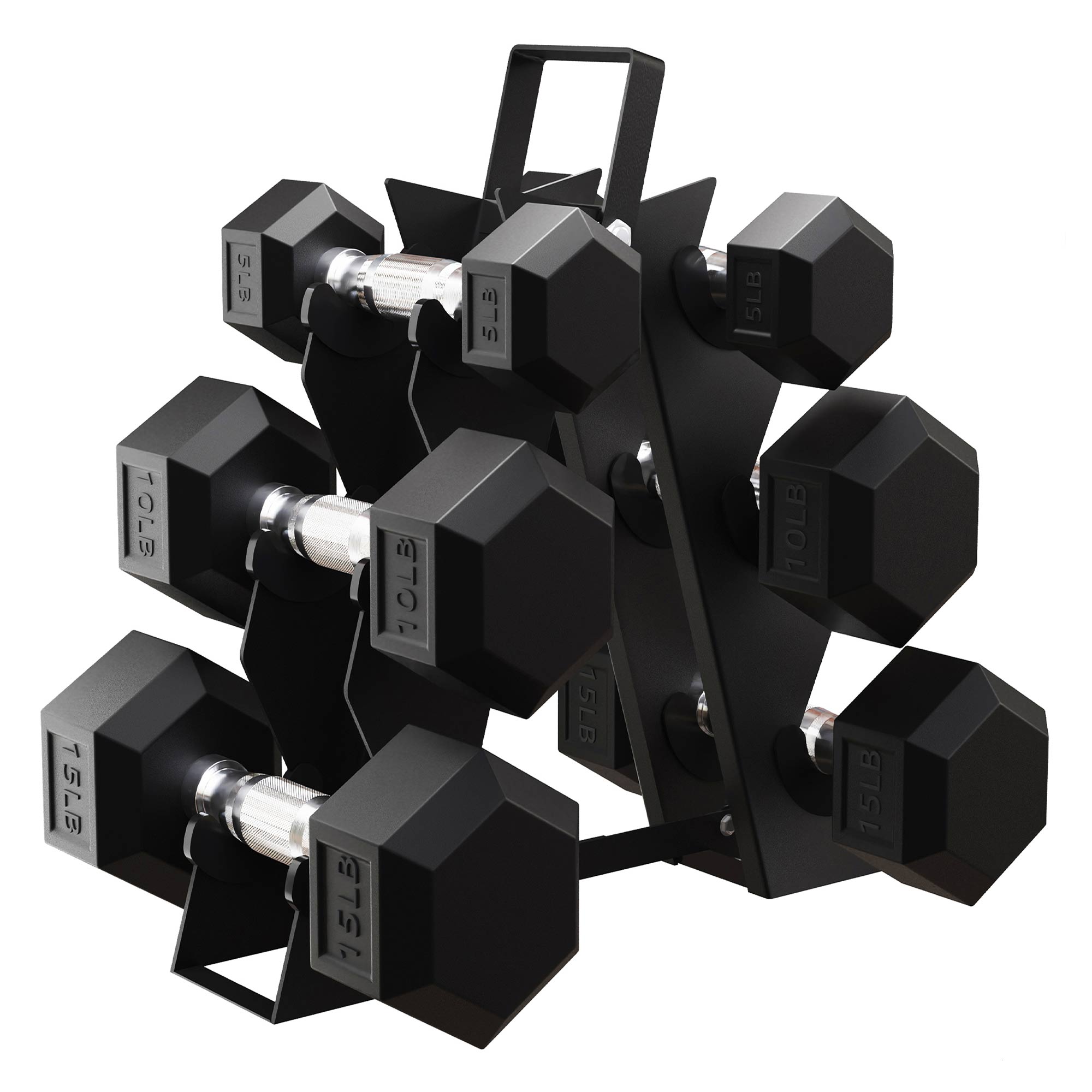 BalanceFrom Signature Alloy Steel Rubber Encased Hex Dumbbell Set, Black (Used) - VMInnovations