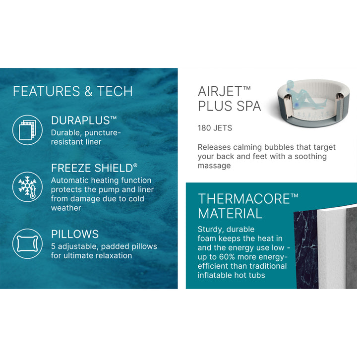 Bestway SaluSpa Toronto 7 Person Smart AirJet Plus Hot Tub & App Control, Brown - VMInnovations