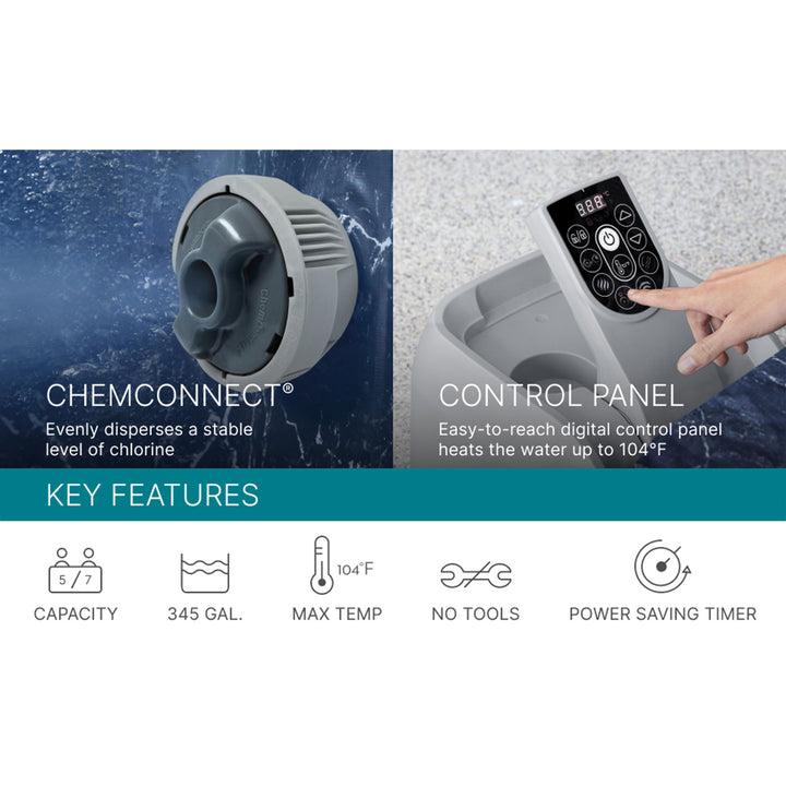 Bestway SaluSpa Toronto 7 Person Smart AirJet Plus Hot Tub & App Control, Brown - VMInnovations