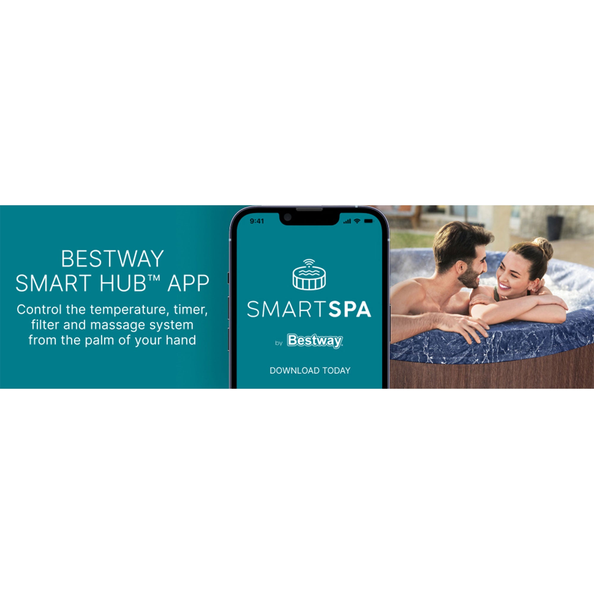 Bestway SaluSpa 7 Person Smart AirJet Plus Hot Tub & App Control,Brown(Open Box) - VMInnovations