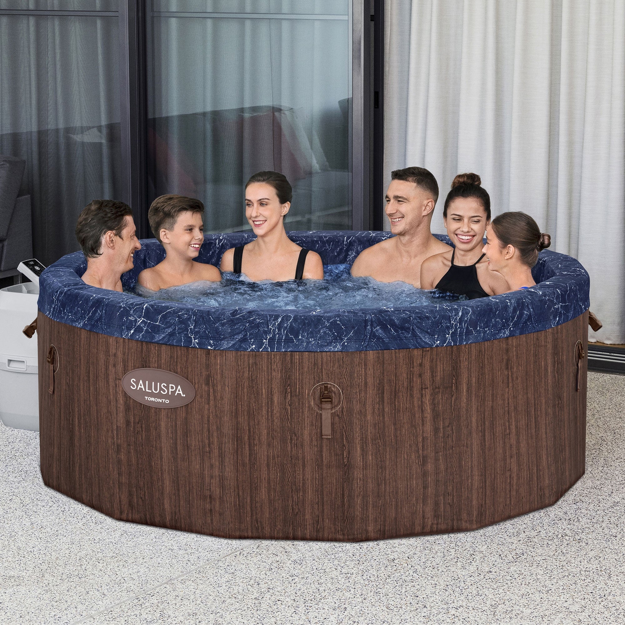 Bestway SaluSpa 7 Person Smart AirJet Plus Hot Tub & App Control,Brown(Open Box) - VMInnovations