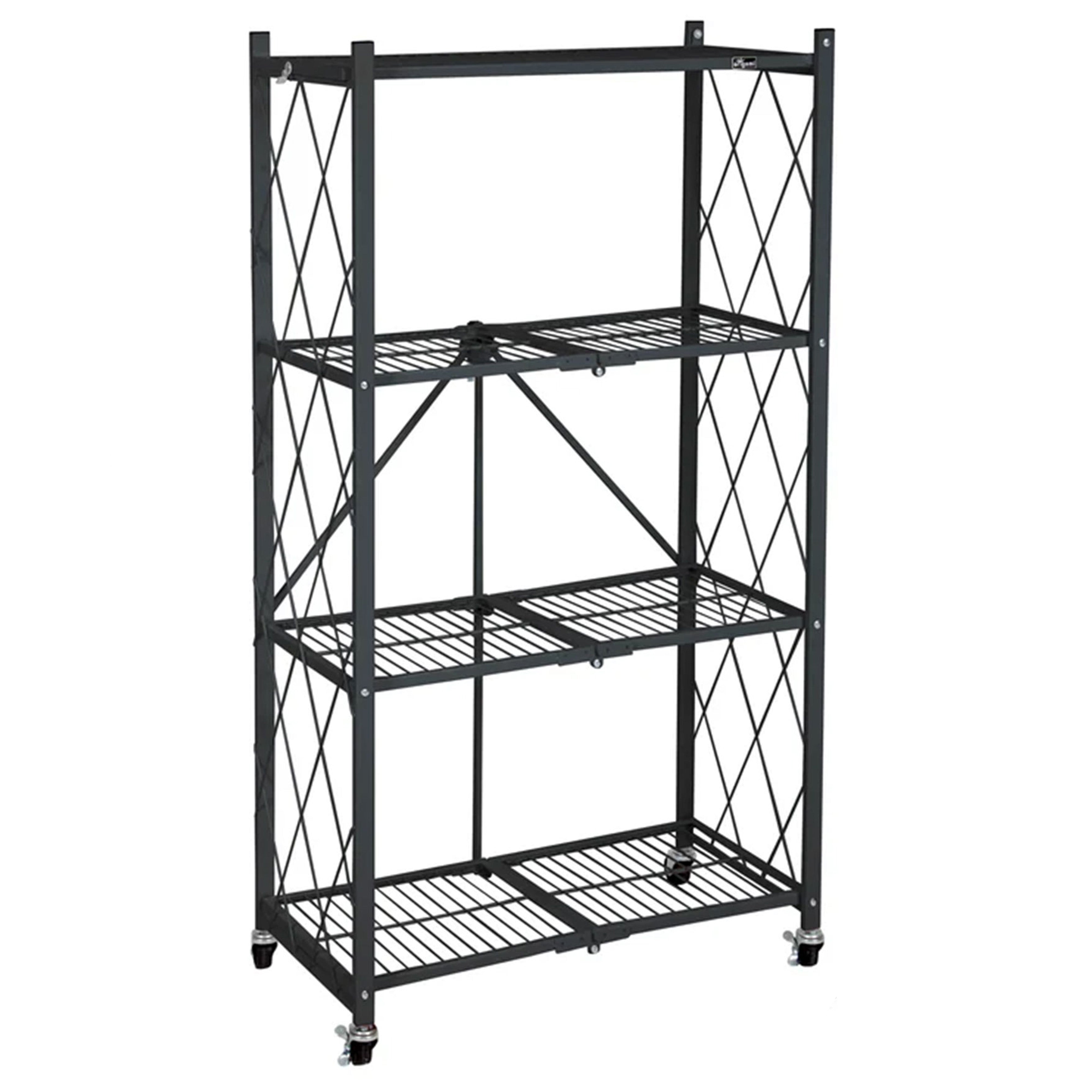 Origami 4 Tier Folding Shelf Garage Shelves Heavy Duty w/Wheels (For Parts)