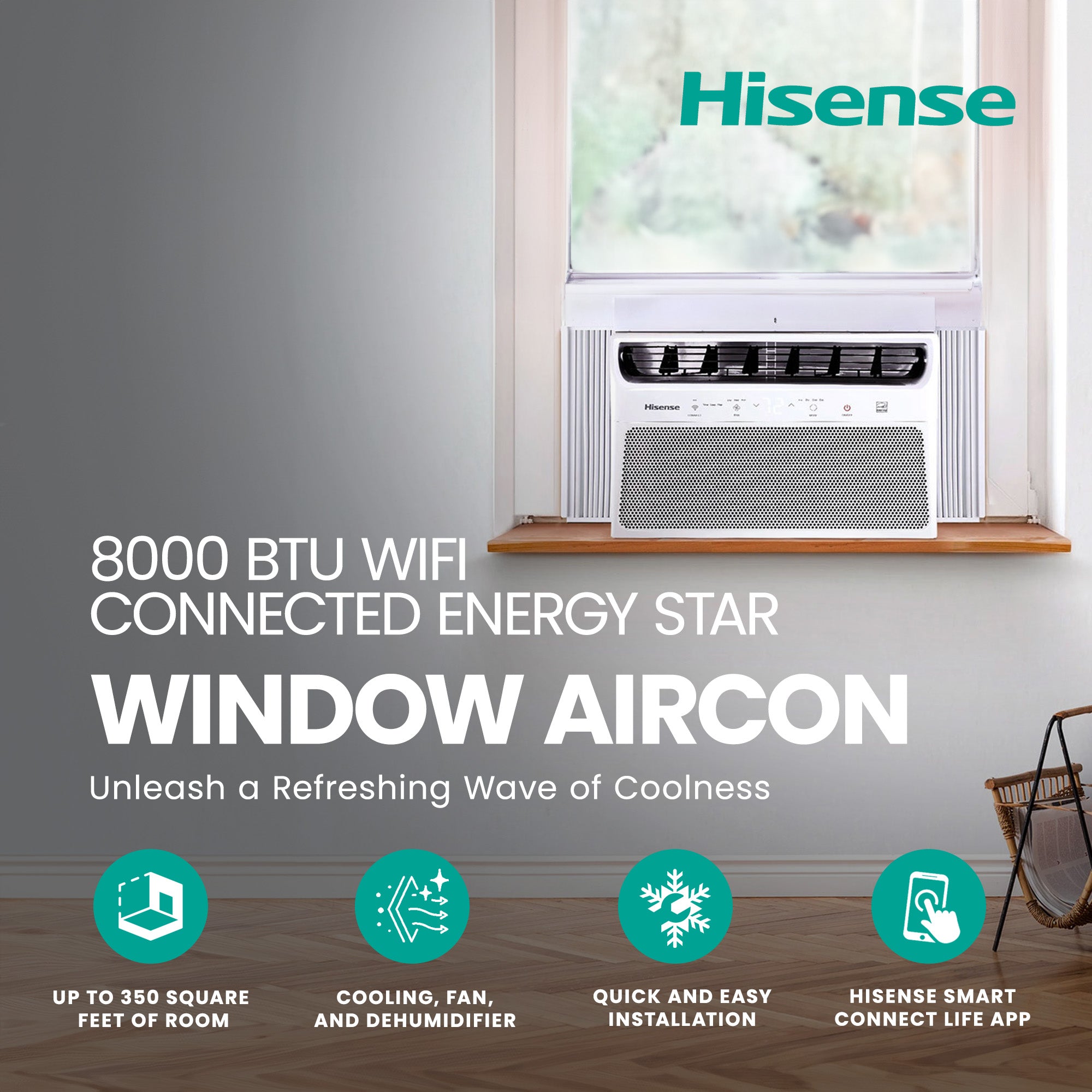 Hisense 8000 BTU Wifi Connected ENERGY STAR Window AC (Refurbished) - VMInnovations
