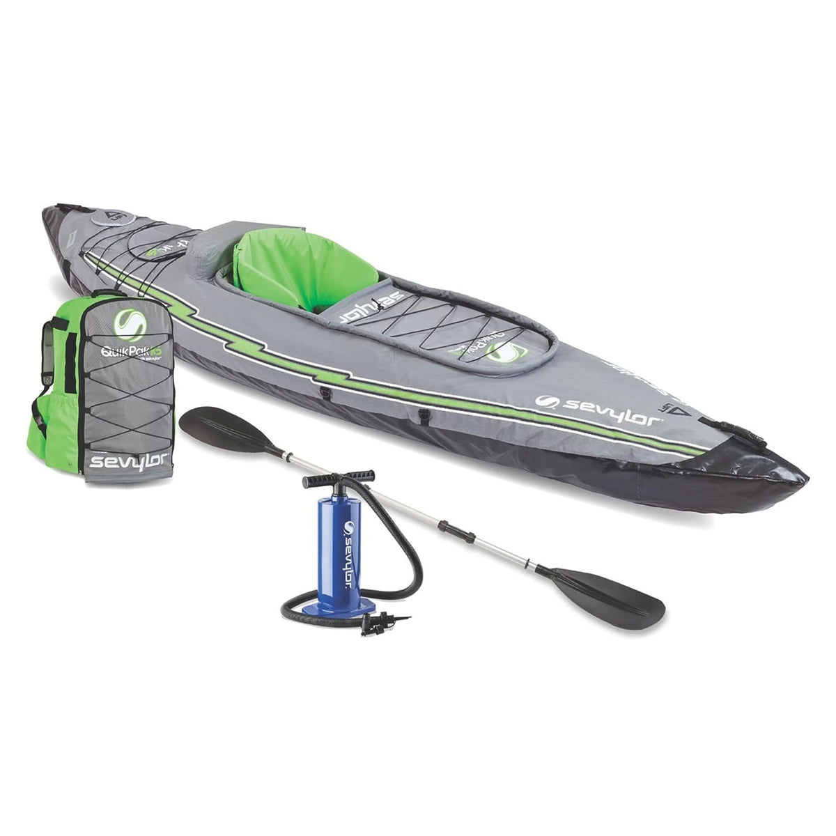 Sevylor QuickPak K5 1 Person Inflatable Kayak with Hand Pump and Paddle Included