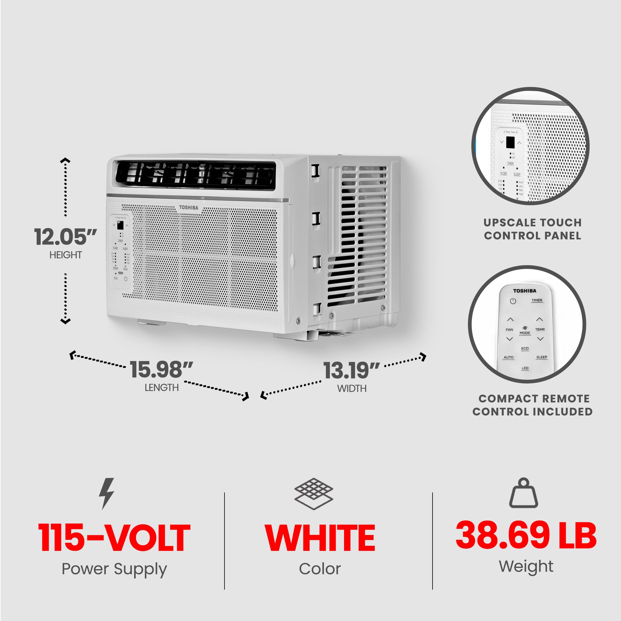 Toshiba 6,000 BTU 115 Volt Window Air Conditioner, White (Certified Refurbished) - VMInnovations