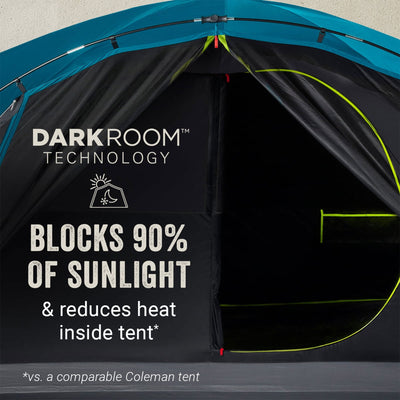 Coleman Carlsbad 4 person Dark Room Dome Tent w/Screen Room, Blue (Open Box)