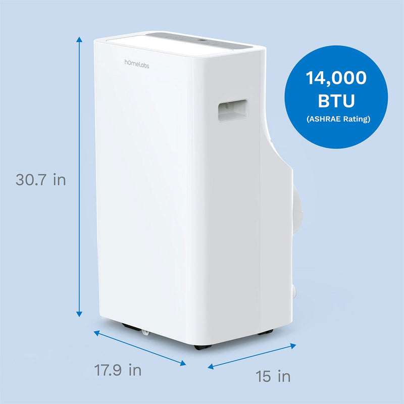 hOmelabs 14000 BTU Air Conditioner w/Wheels, Washable Filter & Remote (Open Box)