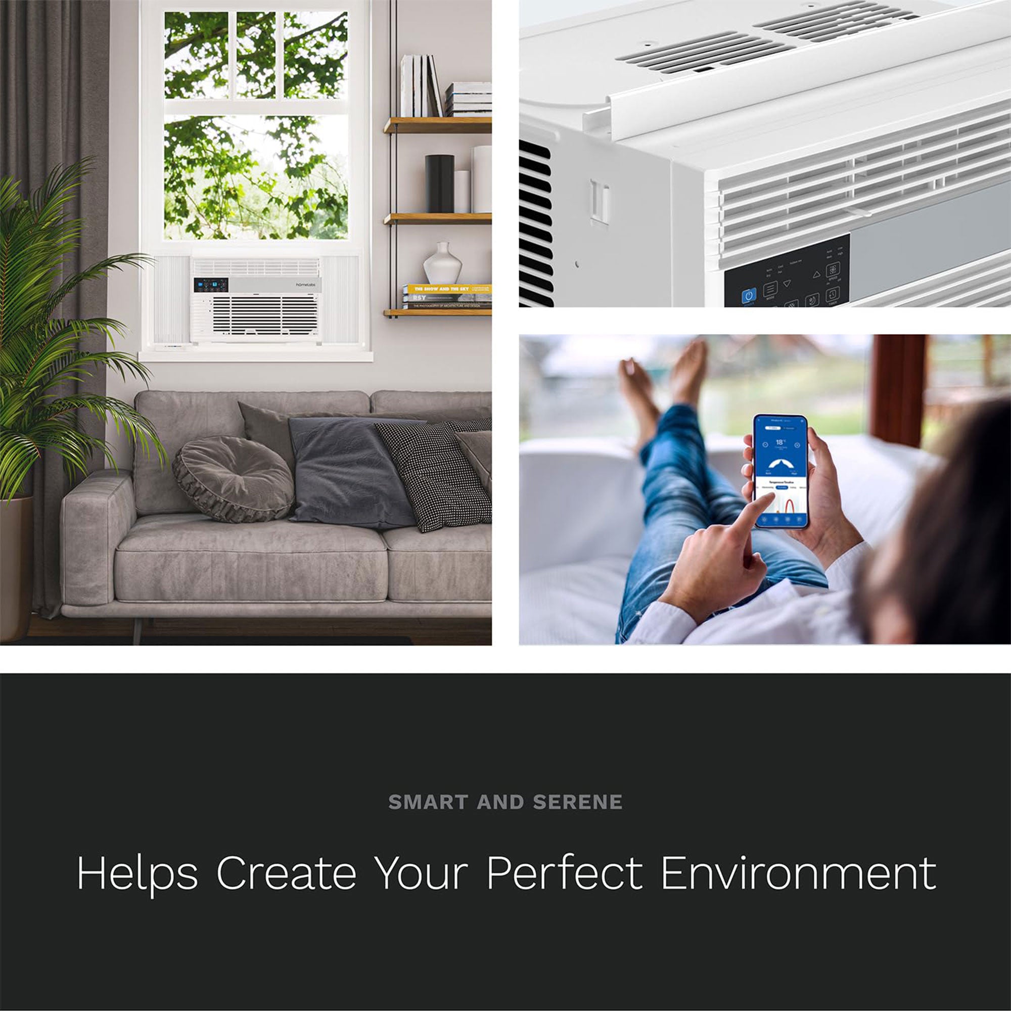 hOmeLabs Window Air Conditioner with Eco Mode, LED Panel, and Remote Control - VMInnovations