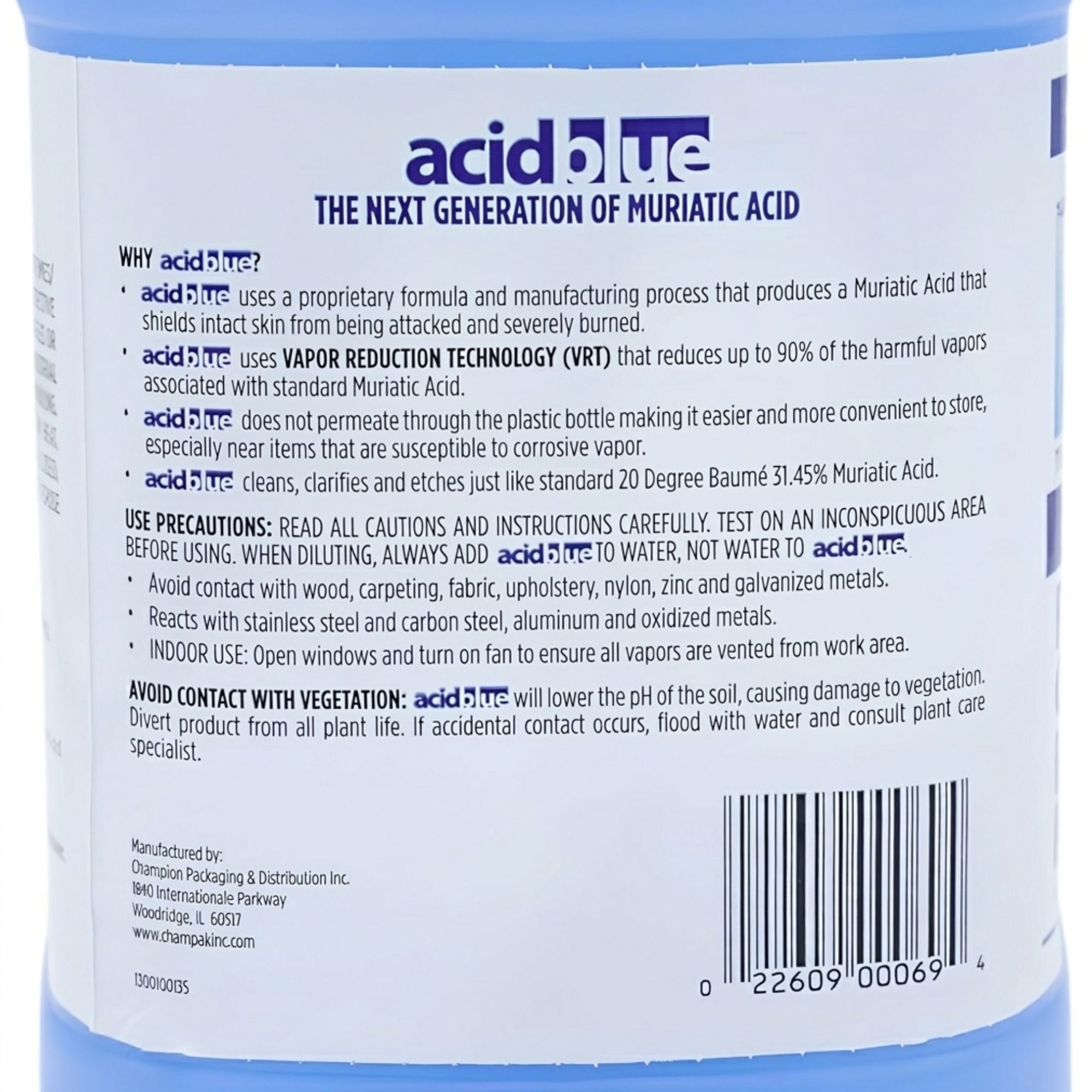 Champion Acid Blue Muriatic Acid for Removal of Stains on Driveways (4 Pack)
