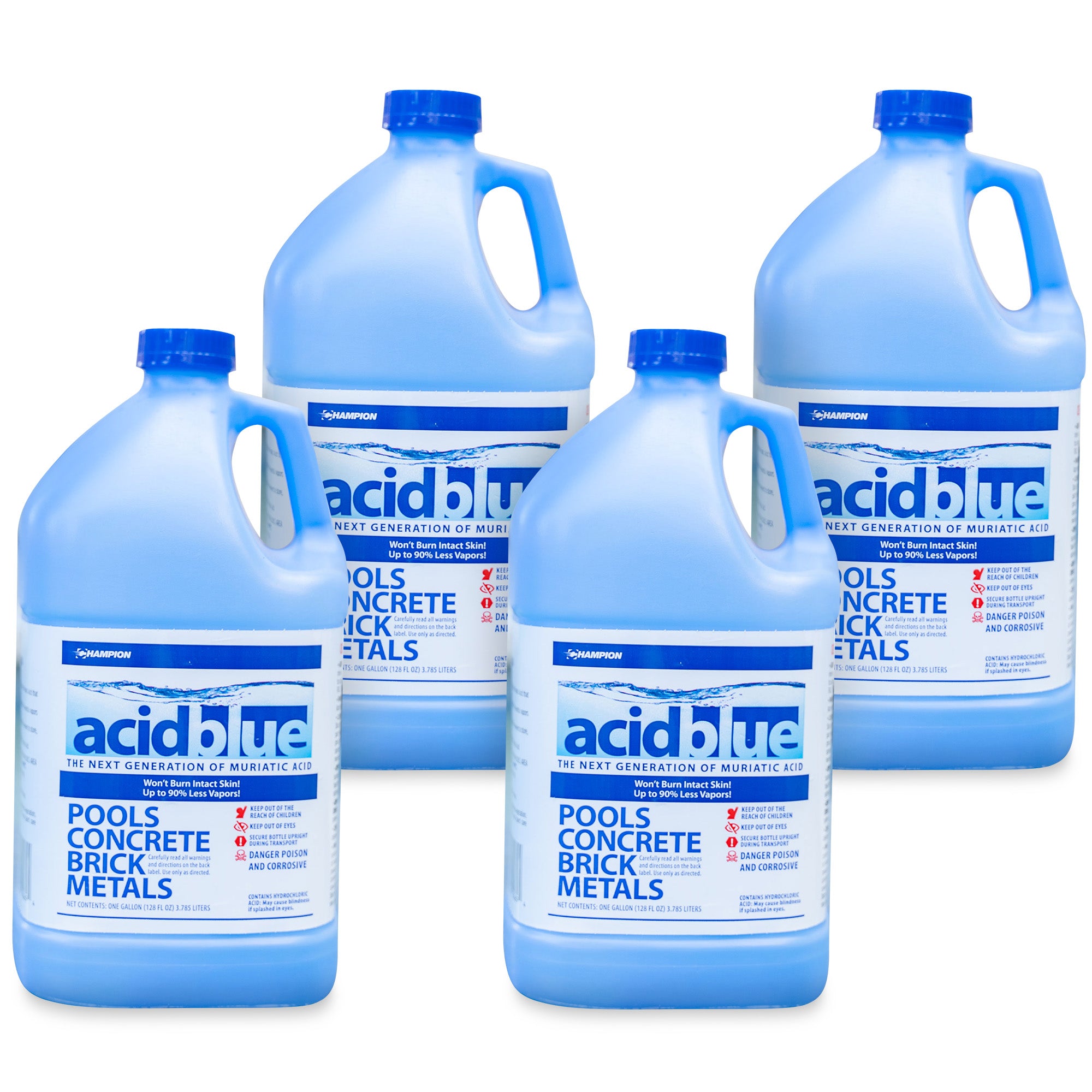 Champion Acid Blue Muriatic Acid for Removal of Stains on Driveways (4 Pack) - VMInnovations