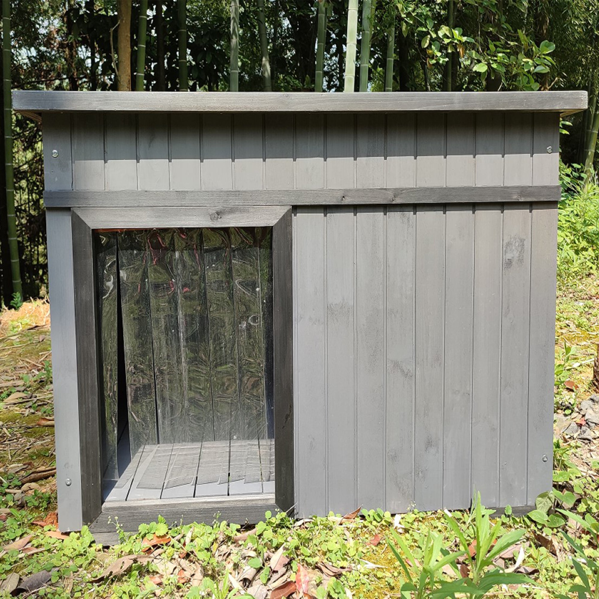 Rugged Ranch XL Dog House, Wood Outdoor Shelter w/ Hinged Roof & Floor (Used) - VMInnovations