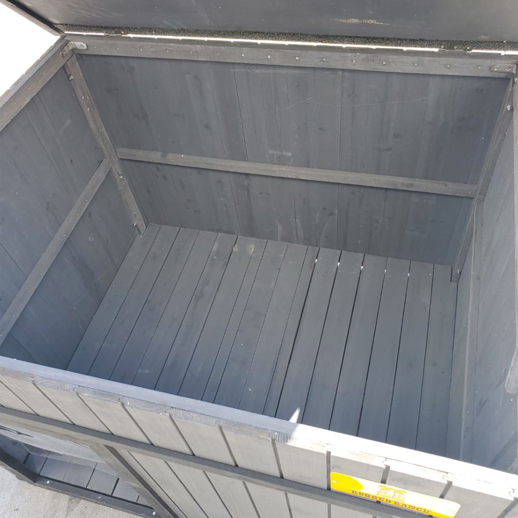 Rugged Ranch XL Dog House, Wood Outdoor Shelter w/ Hinged Roof & Floor (Used) - VMInnovations