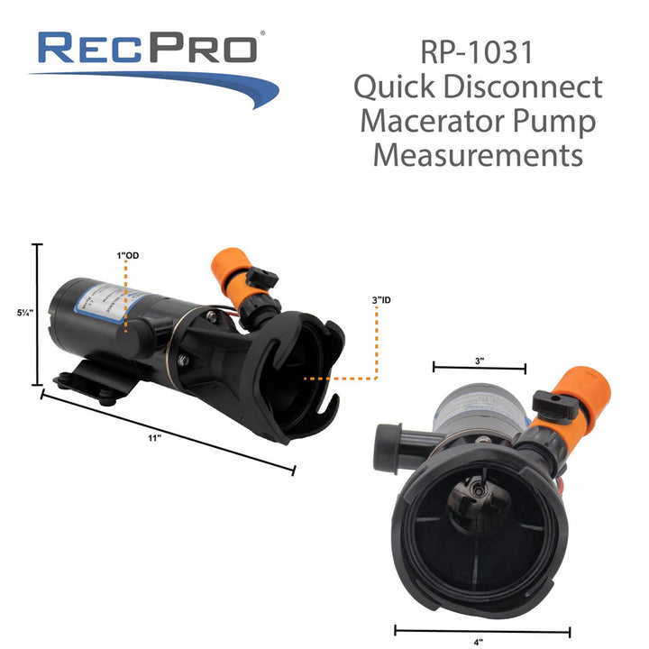 RecPro 12 Volt RV Macerator Pump, Portable 12GPM Sewage Waste Grinder Dump Pump - VMInnovations
